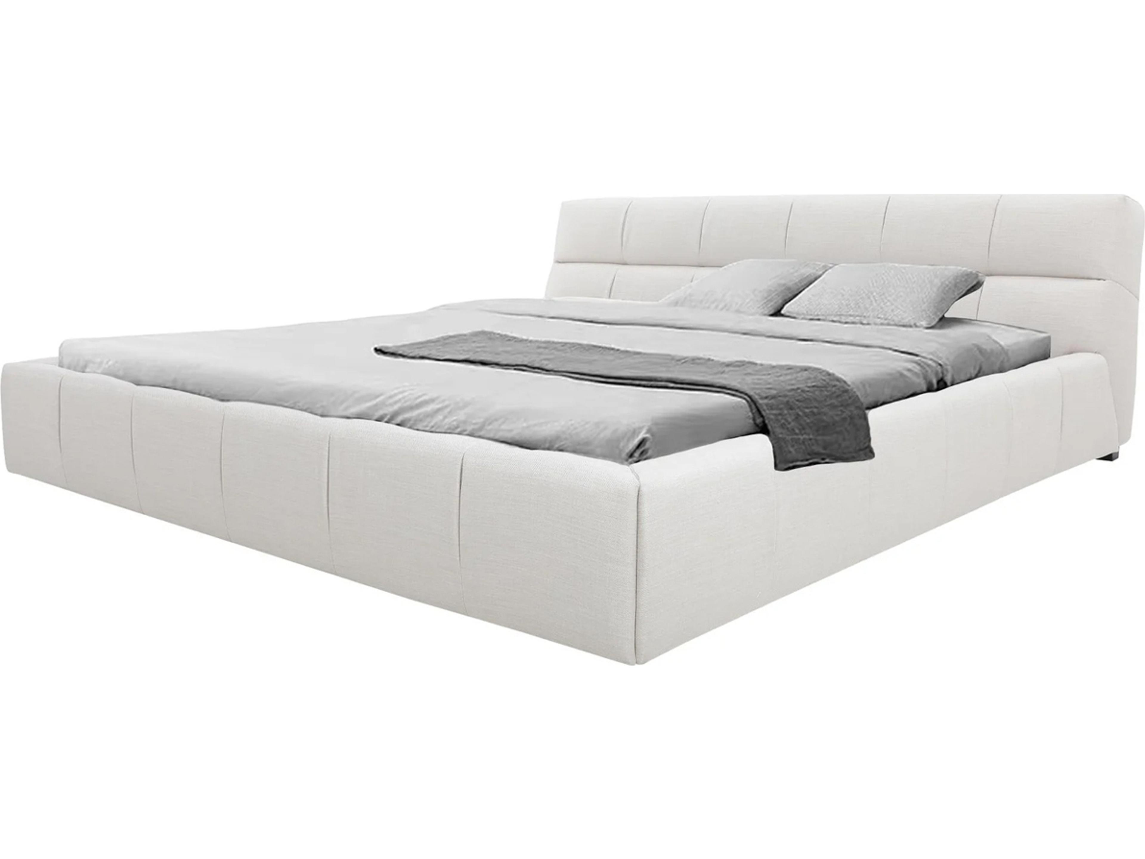 Bubble White Upholstered King Platform Bed
