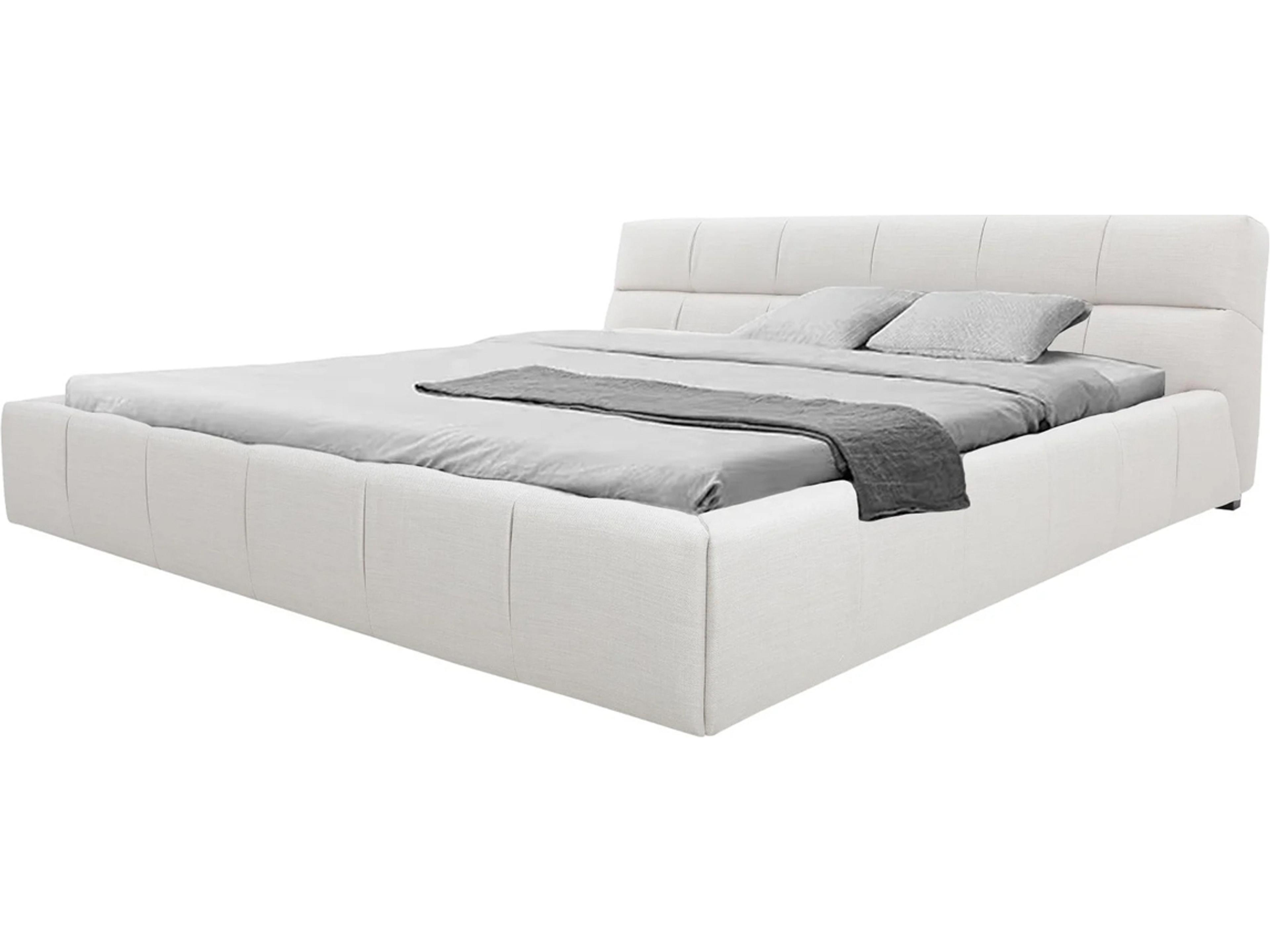 Bubble White Upholstered Queen Platform Bed