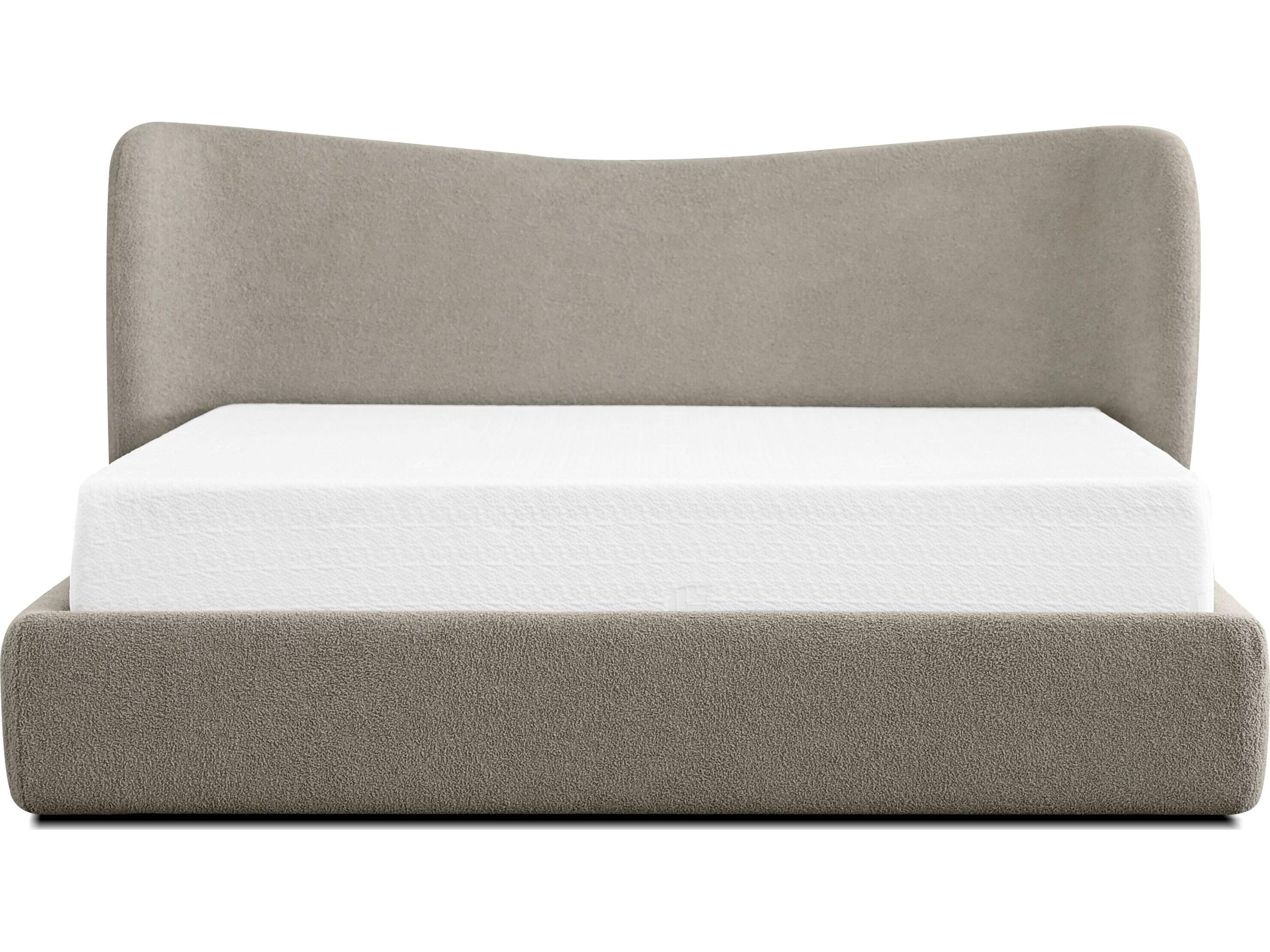 Mobital Harlow Gray Plywood Upholstered King Platform Bed