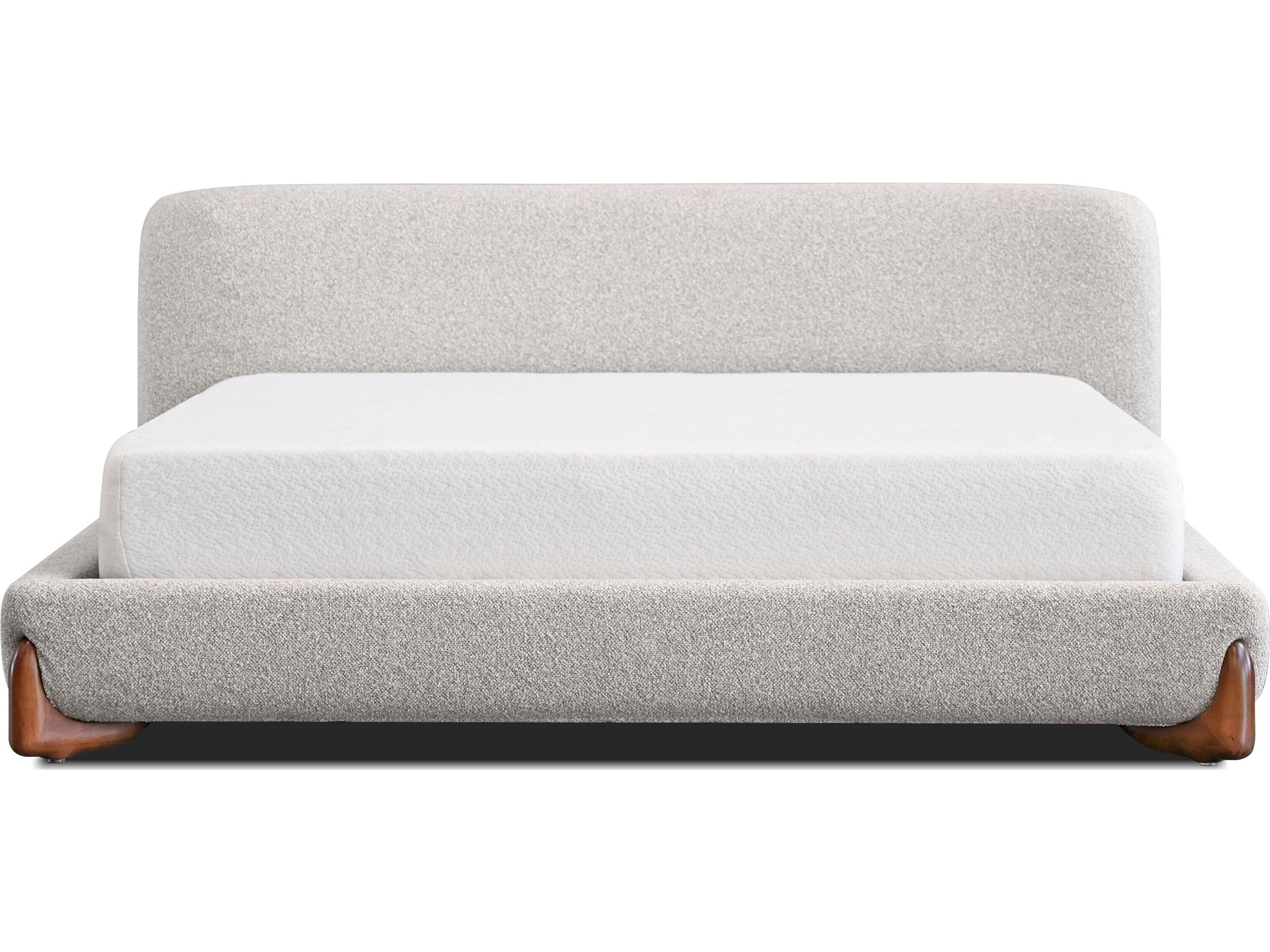 Mobital Mesa Gray Pine Wood Upholstered King Platform Bed