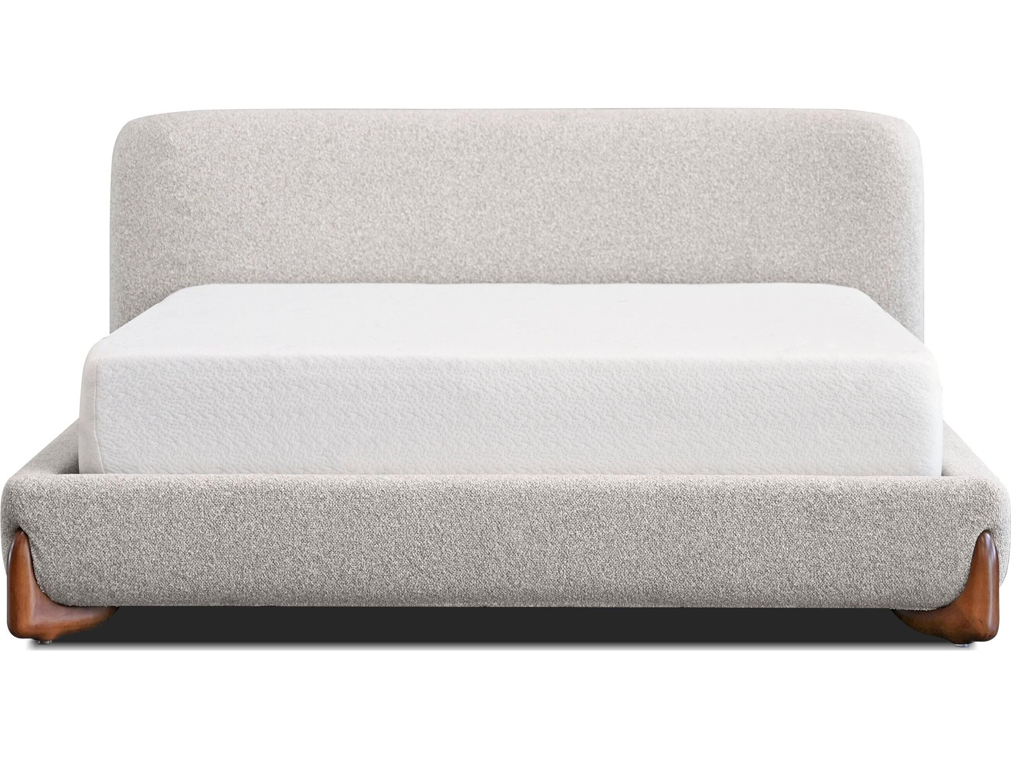 Mobital Mesa Natural Pine Wood Upholstered Queen Platform Bed