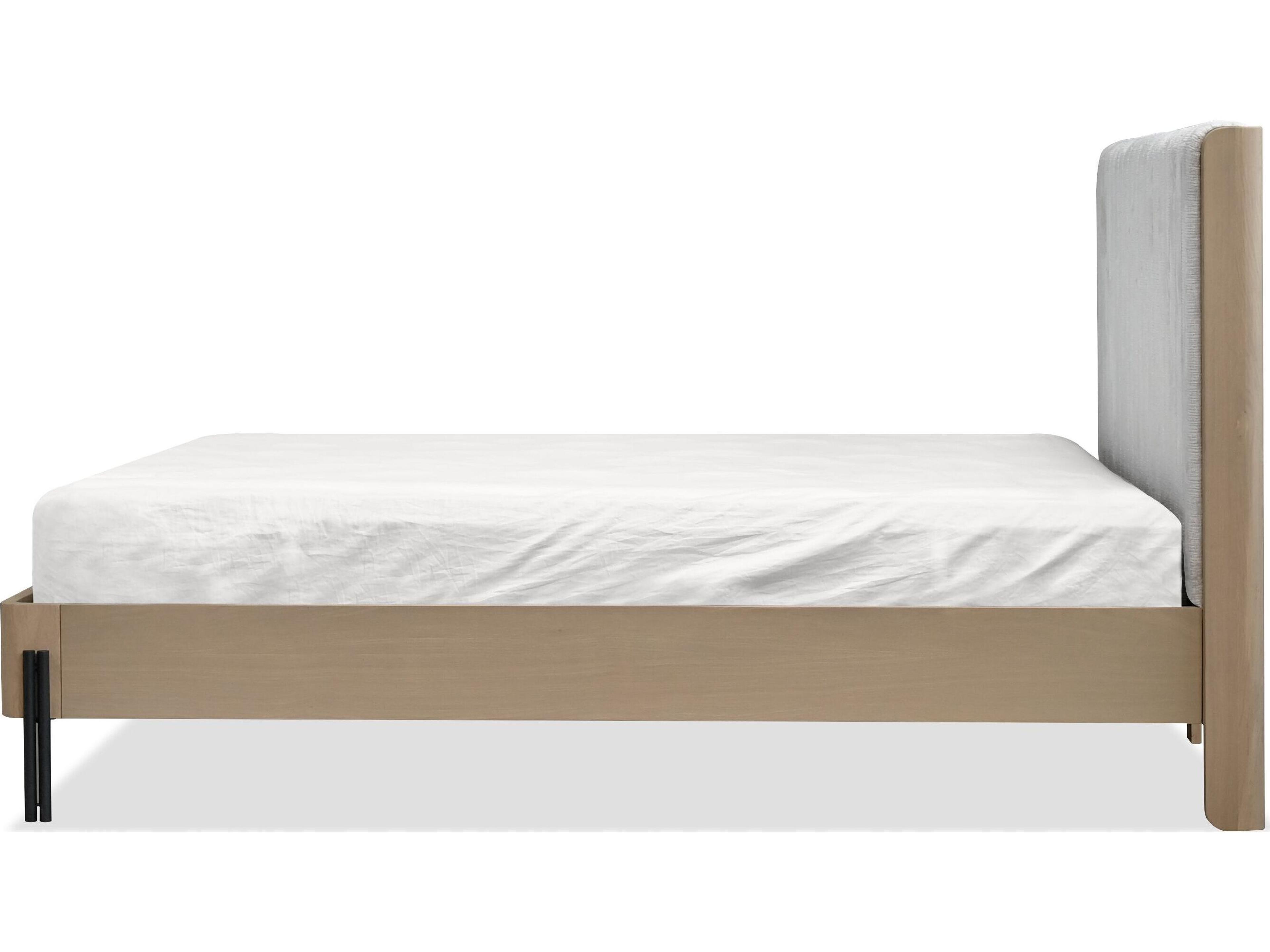 Mobital Nori Natural Oak Wood Upholstered King Platform Bed