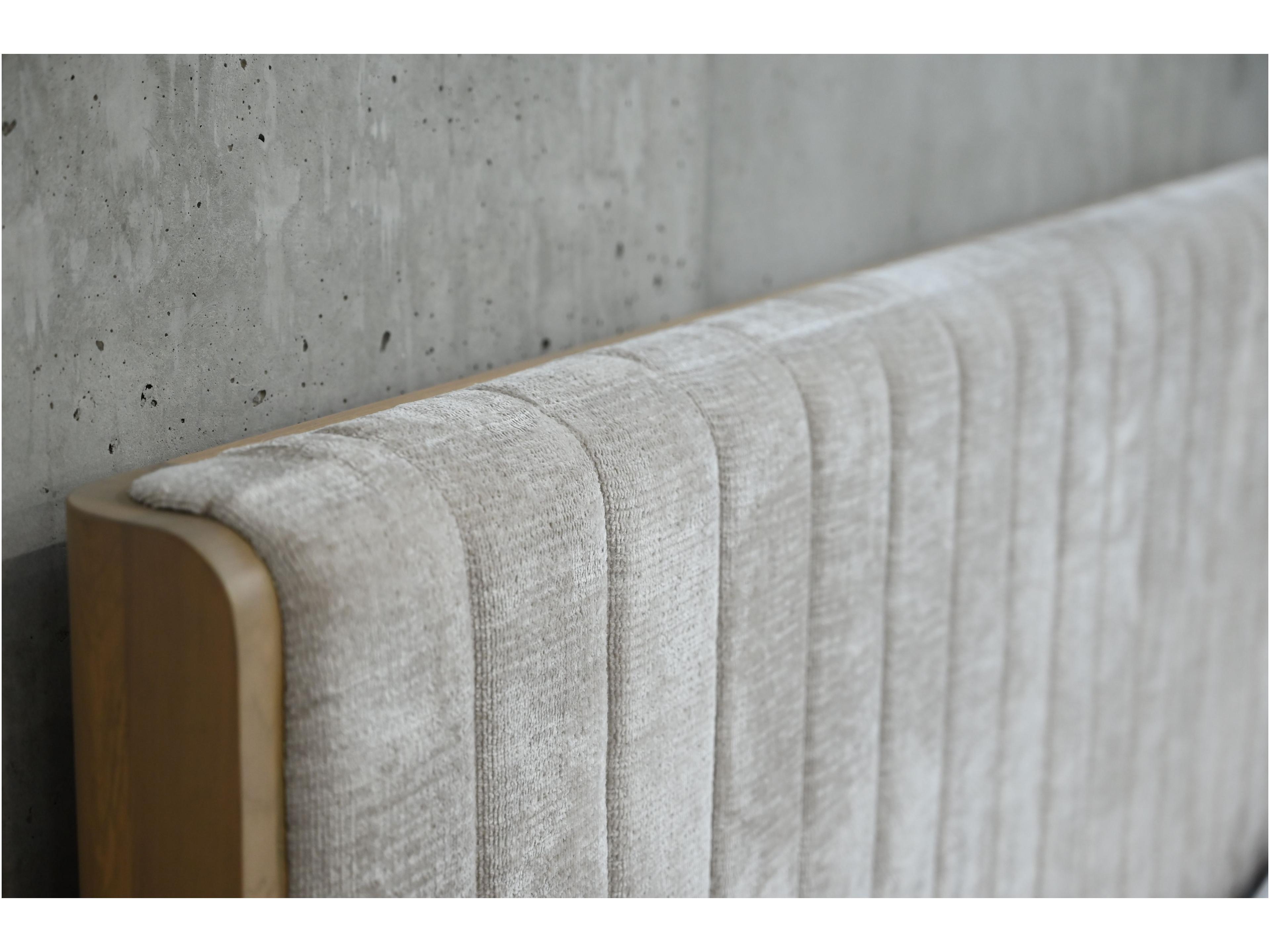 Mobital Nori Natural Oak Wood Upholstered King Platform Bed