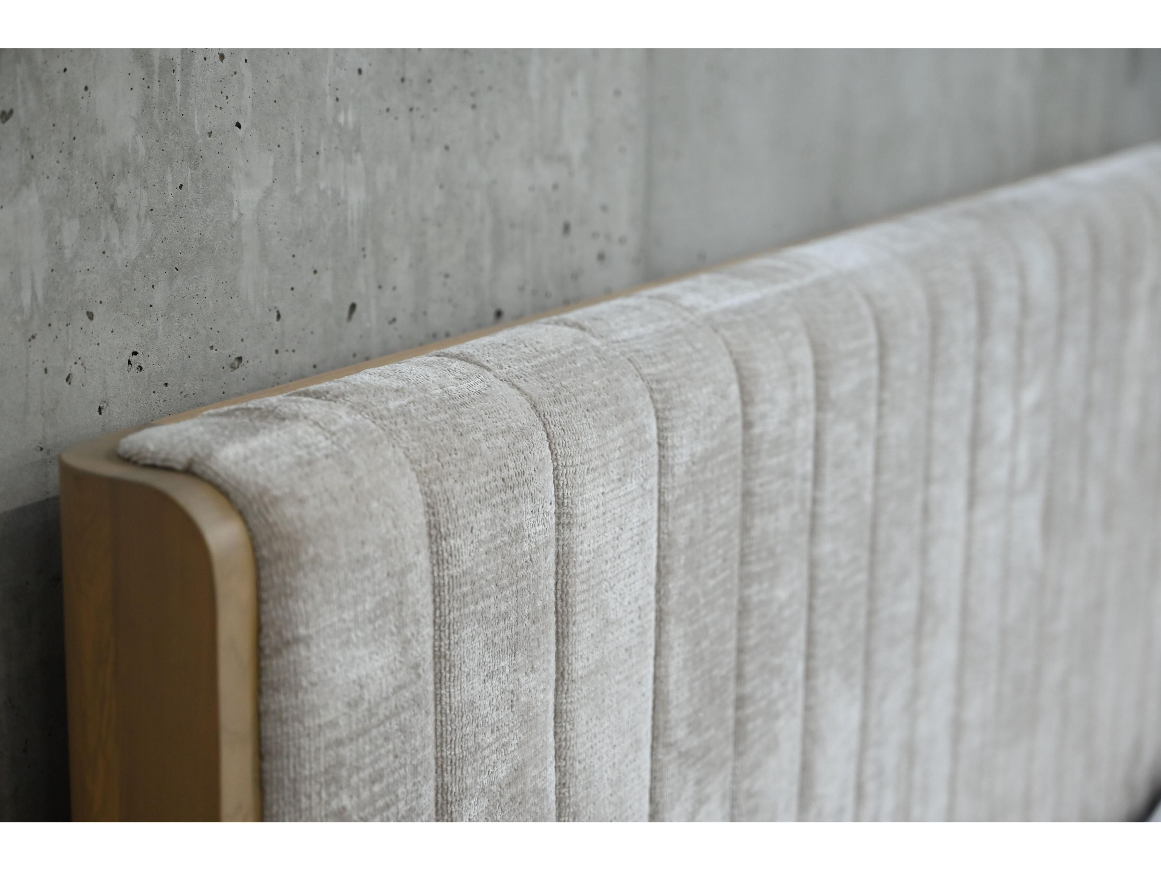 Mobital Nori Natural Oak Wood Upholstered King Platform Bed