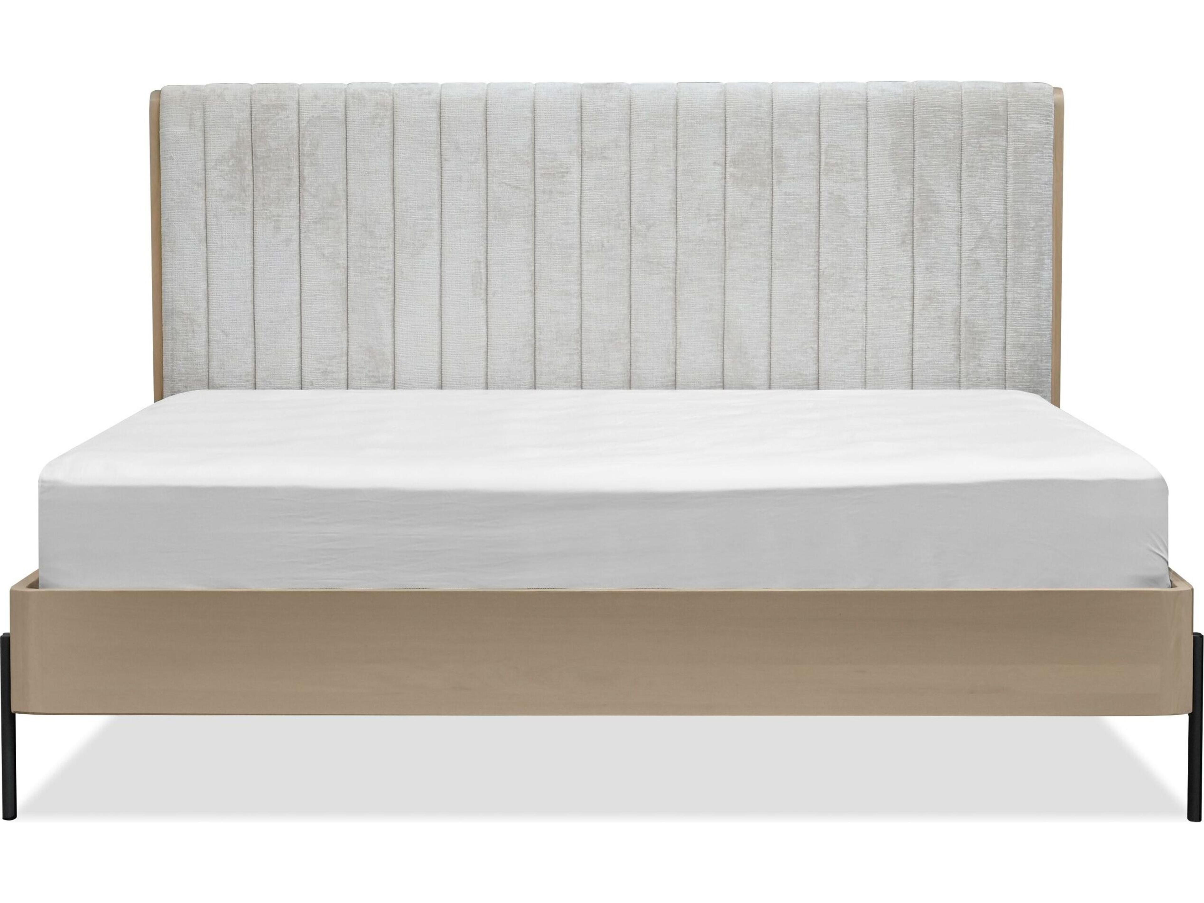 Mobital Nori Natural Oak Wood Upholstered Queen Platform Bed