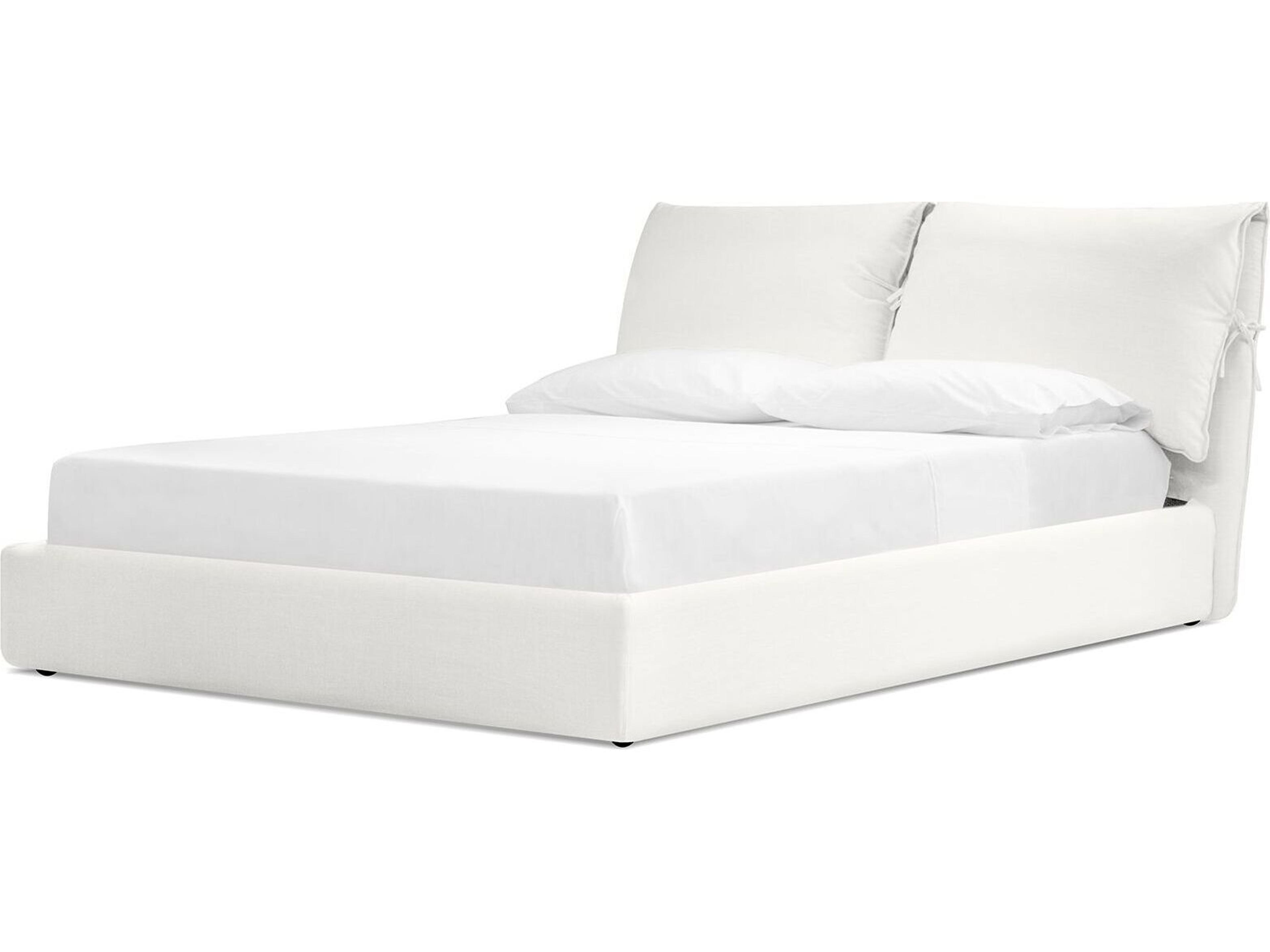 Plume Alabaster Fabric White Upholstered Queen Platform Bed