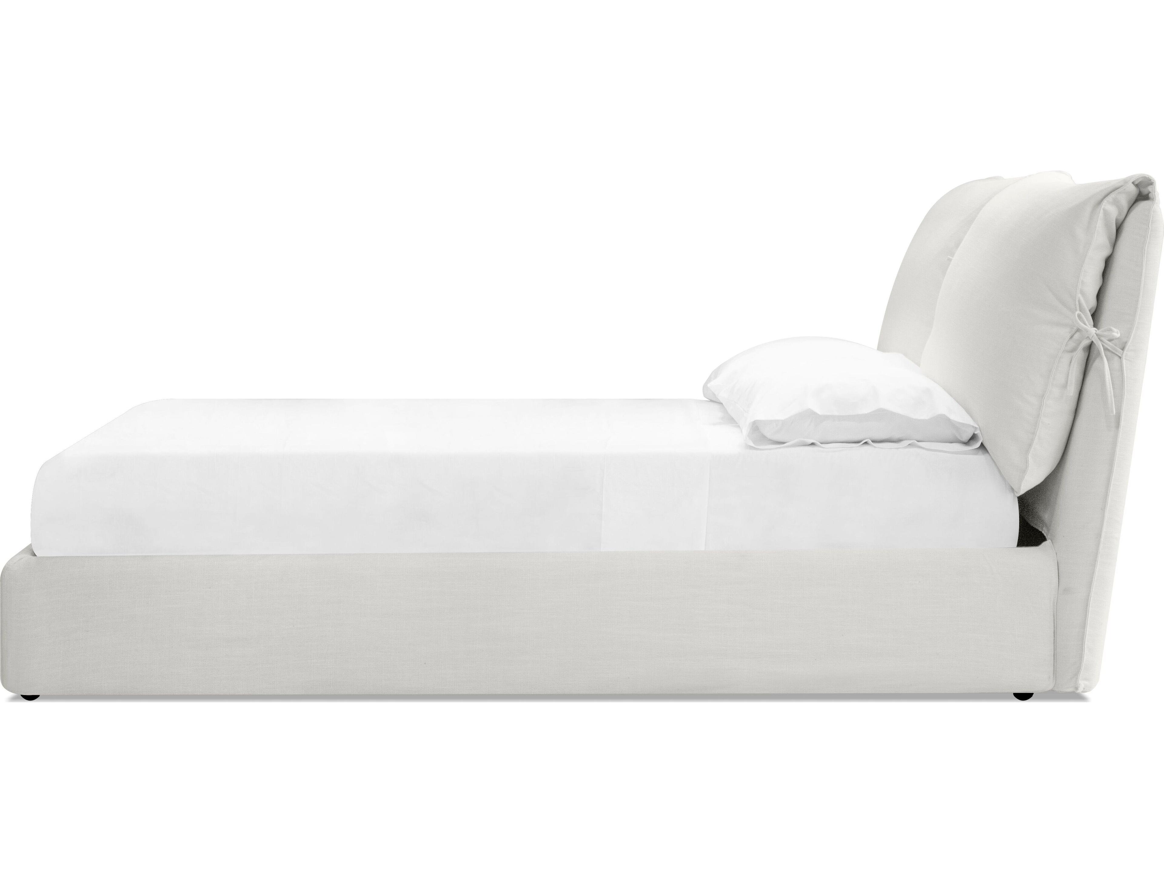Mobital Plume Alabaster Fabric White Upholstered Queen Platform Bed
