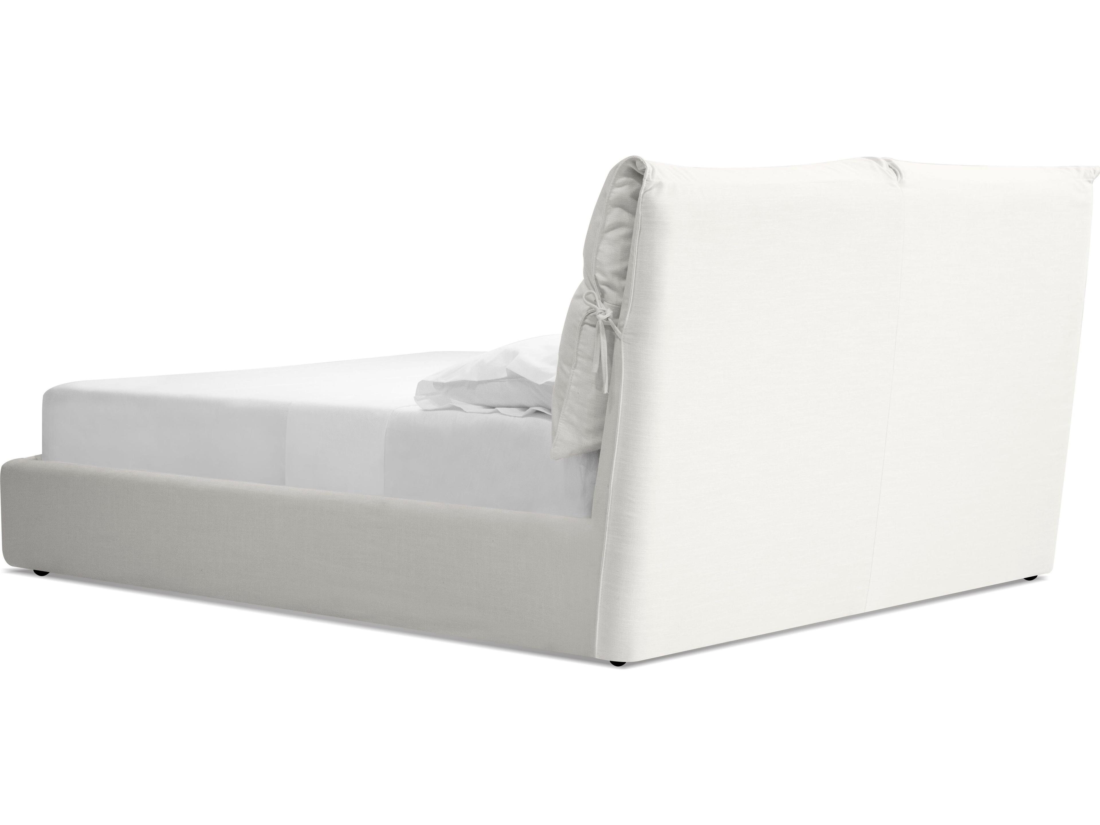 Mobital Plume Alabaster Fabric White Upholstered Queen Platform Bed