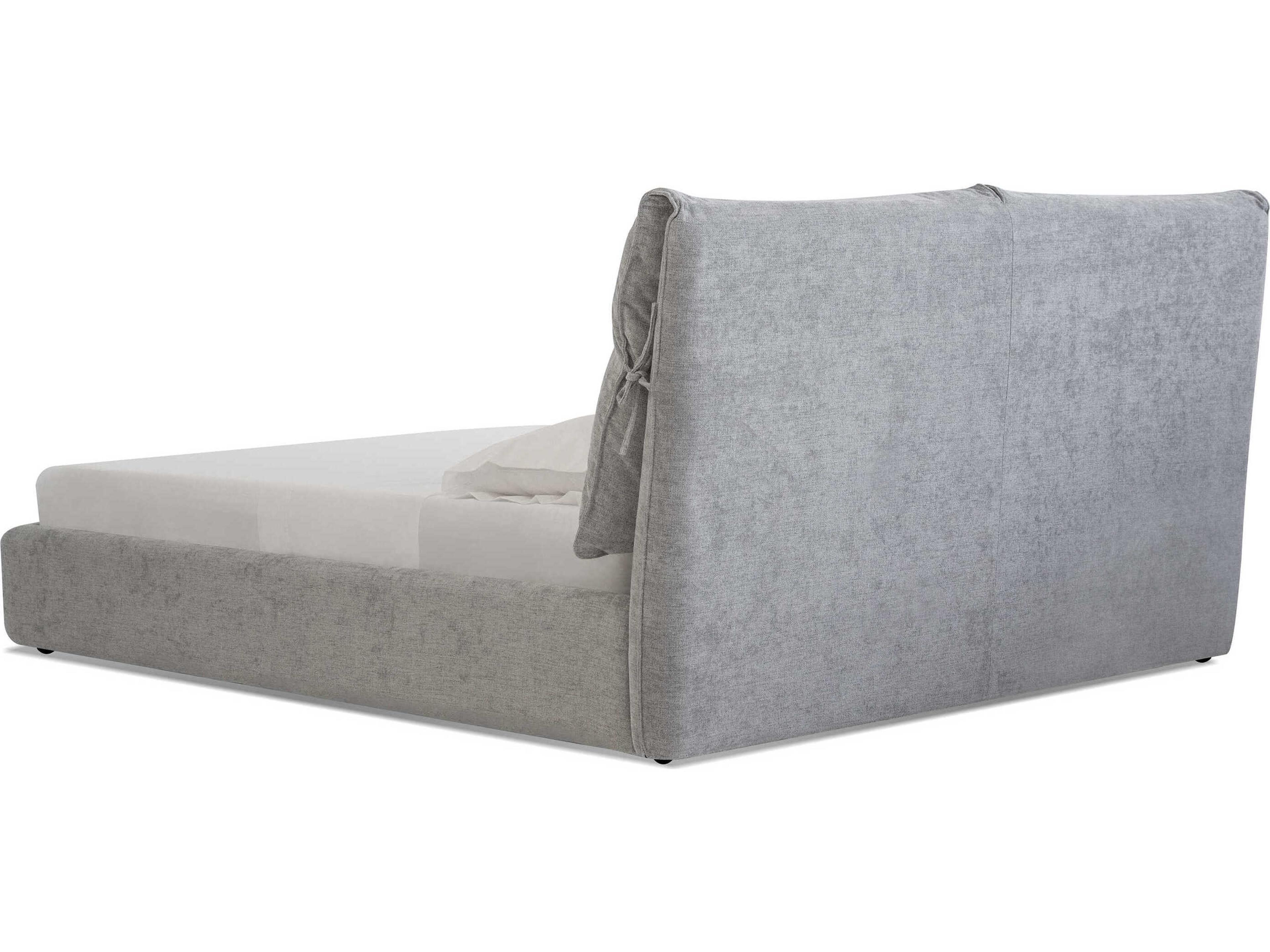 Mobital Plume Heather Grey Chenille Pine Wood Upholstered King Platform Bed