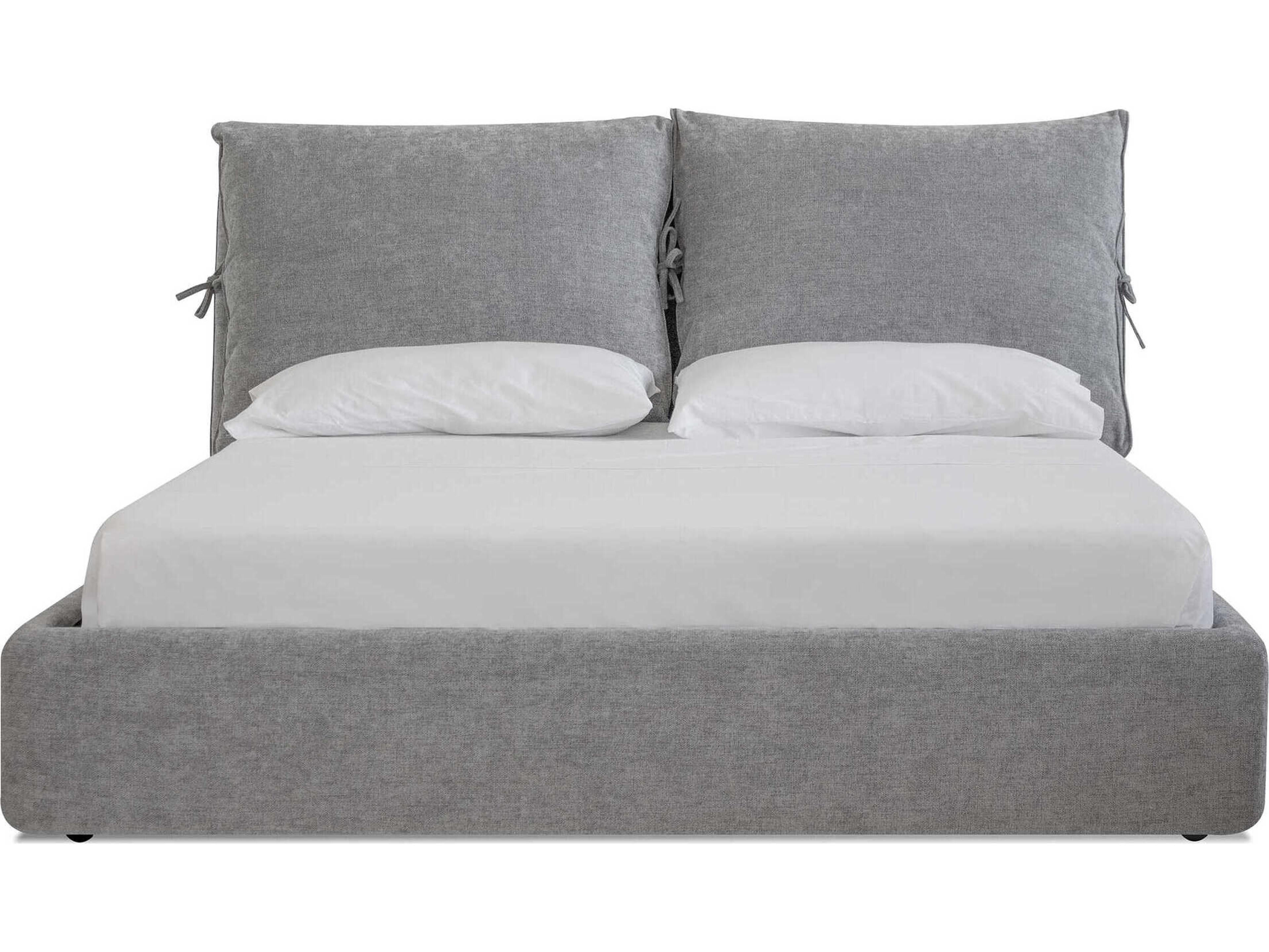 Mobital Plume Heather Grey Chenille Pine Wood Upholstered King Platform Bed