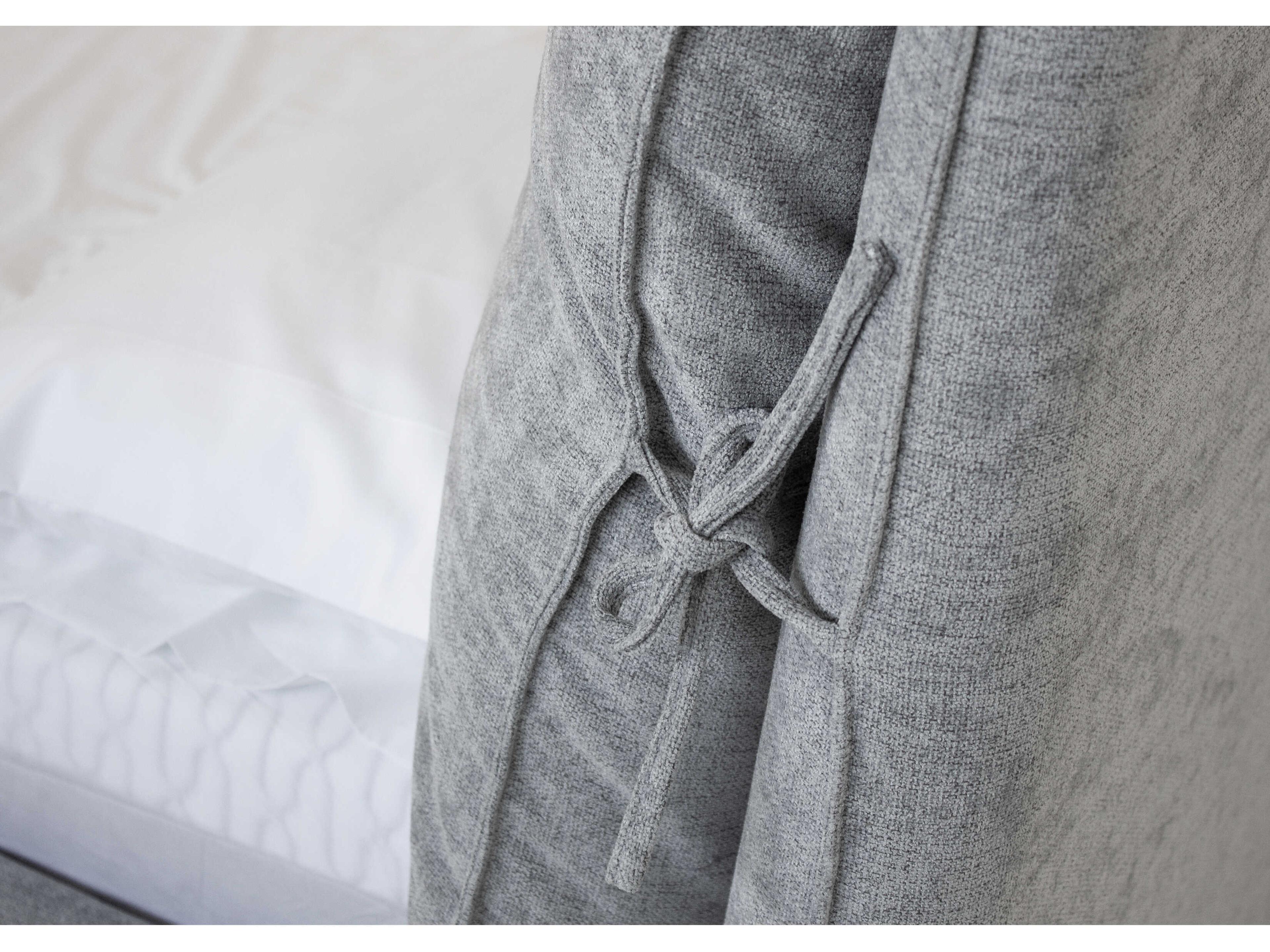 Mobital Plume Heather Grey Chenille Pine Wood Upholstered King Platform Bed