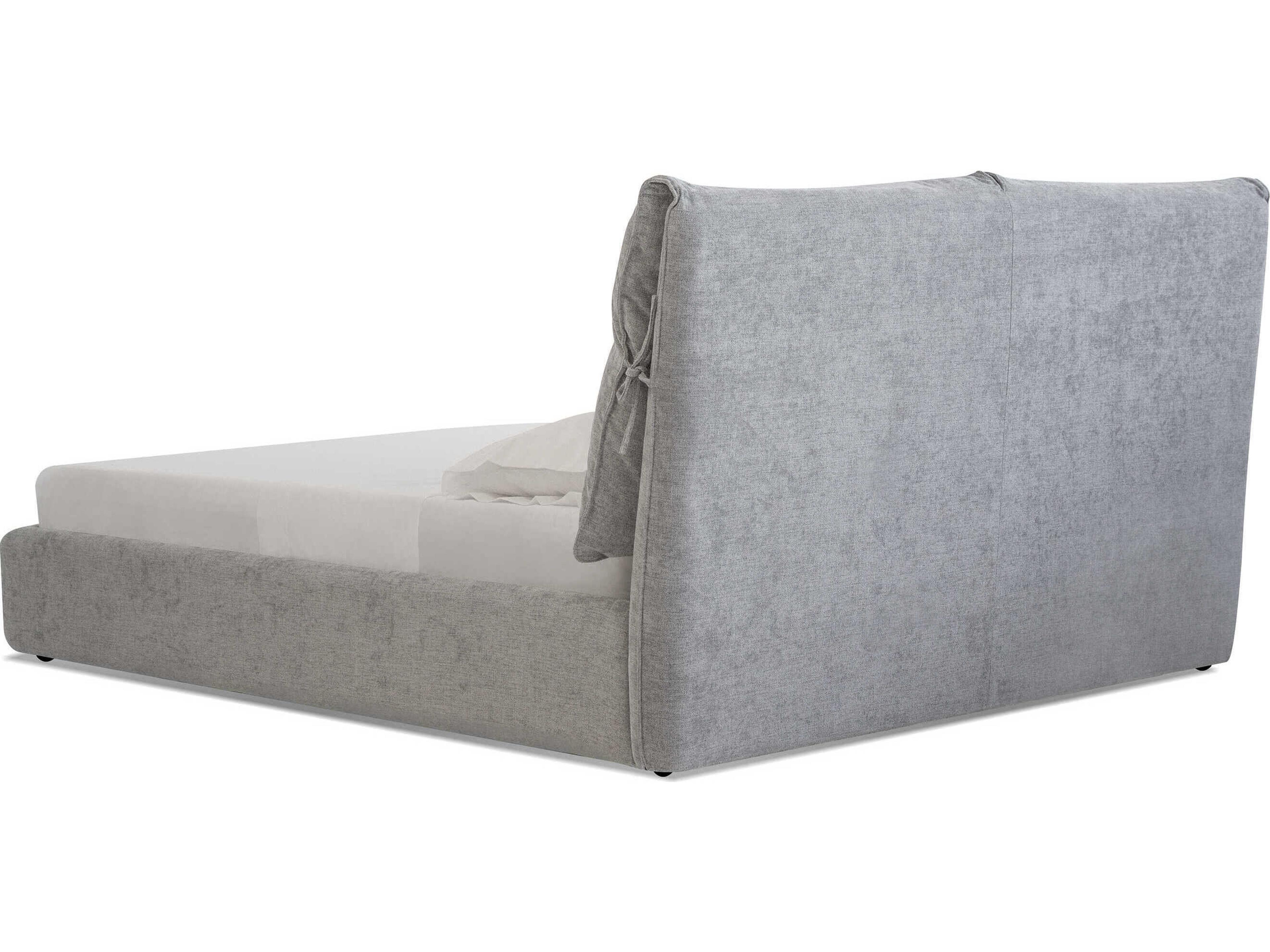 Mobital Plume Heather Grey Chenille Pine Wood Upholstered Queen Platform Bed