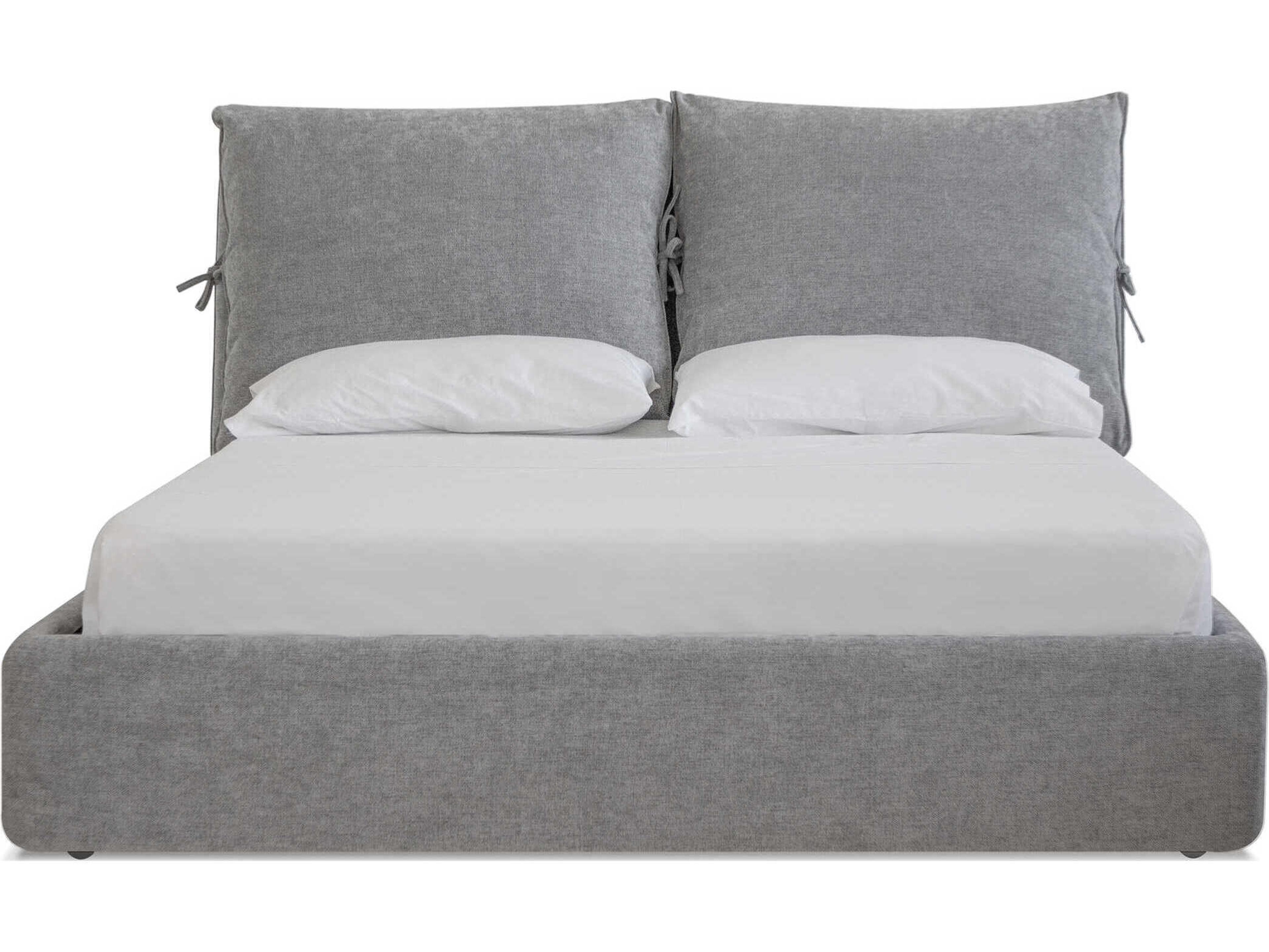 Mobital Plume Heather Grey Chenille Pine Wood Upholstered Queen Platform Bed