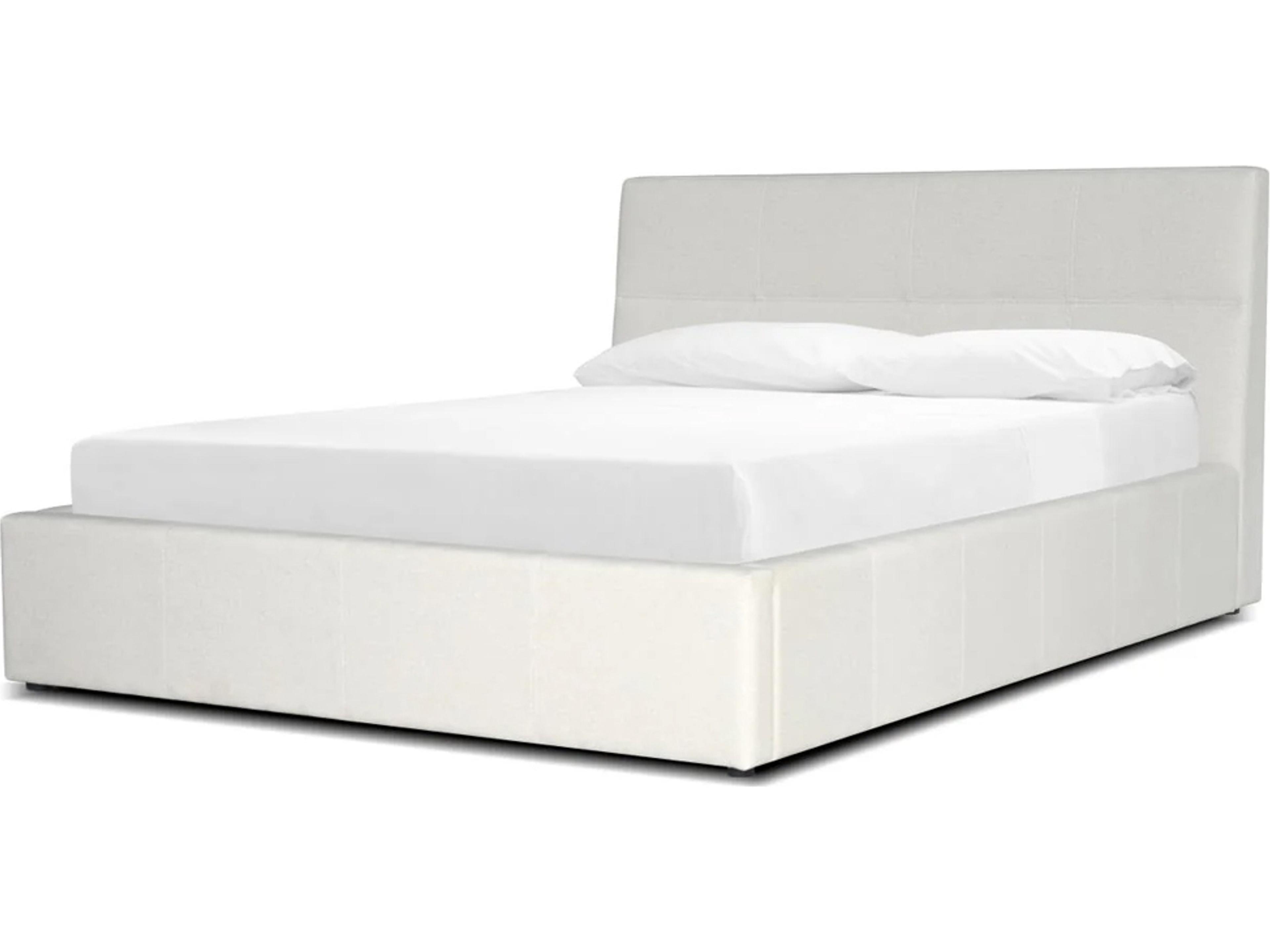 Reve Gray Pine Wood Upholstered King Platform Bed