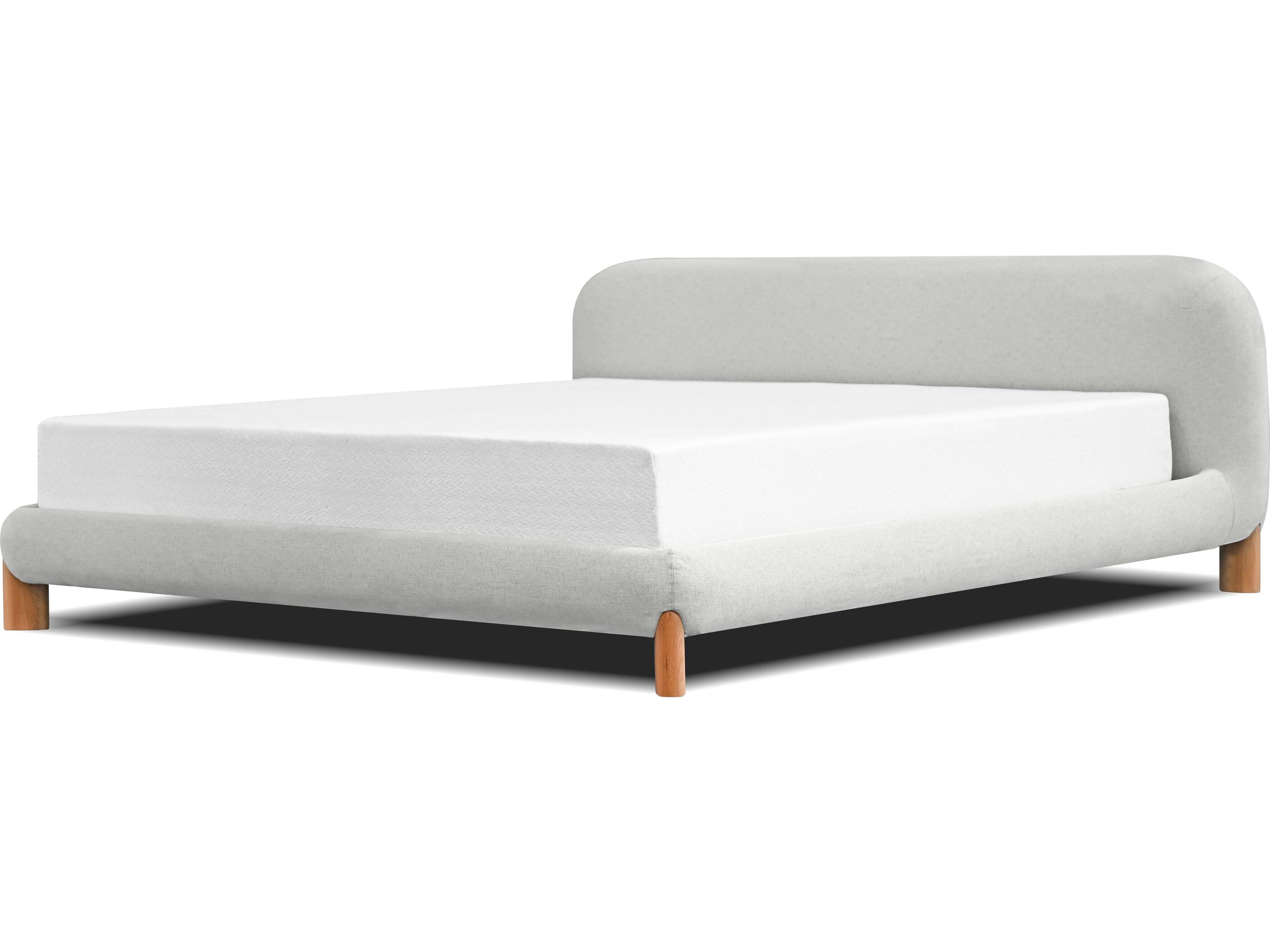 Rubble White Pine Wood Upholstered King Platform Bed