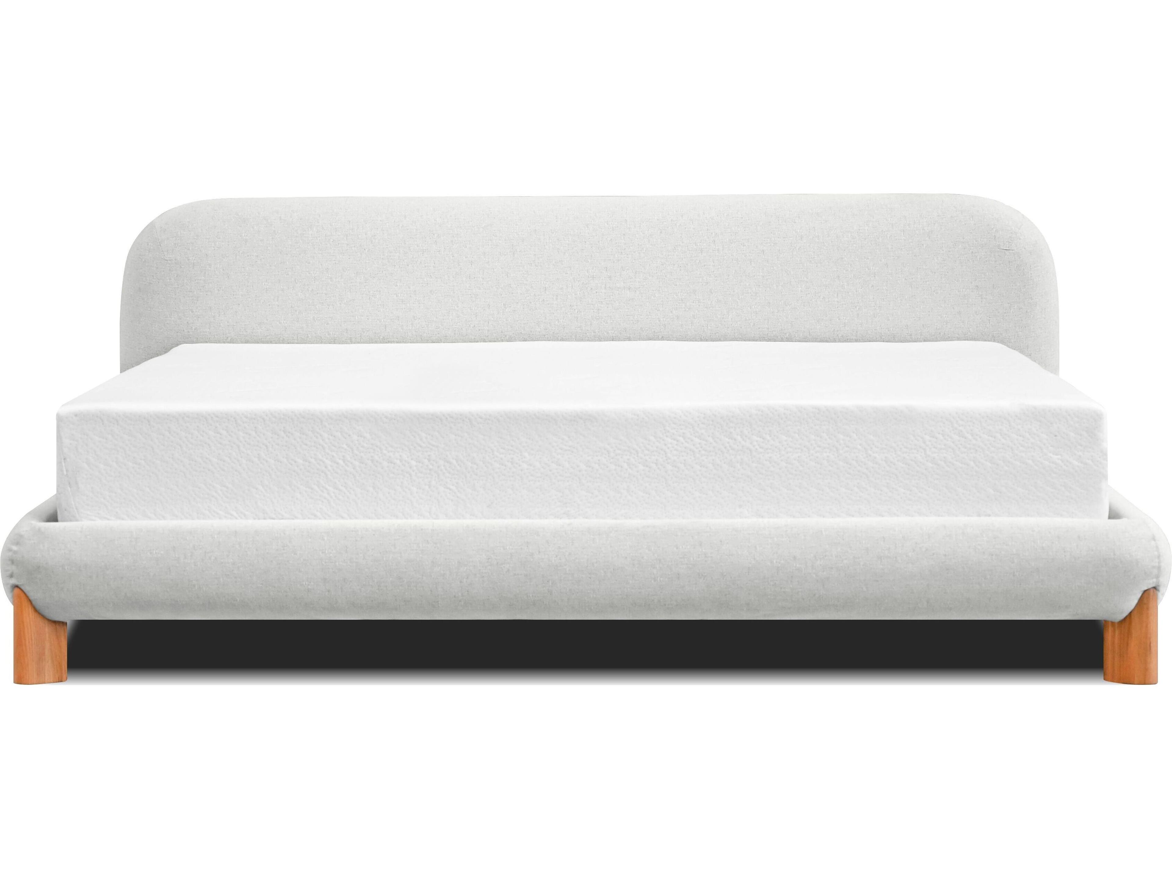 Mobital Rubble White Pine Wood Upholstered King Platform Bed