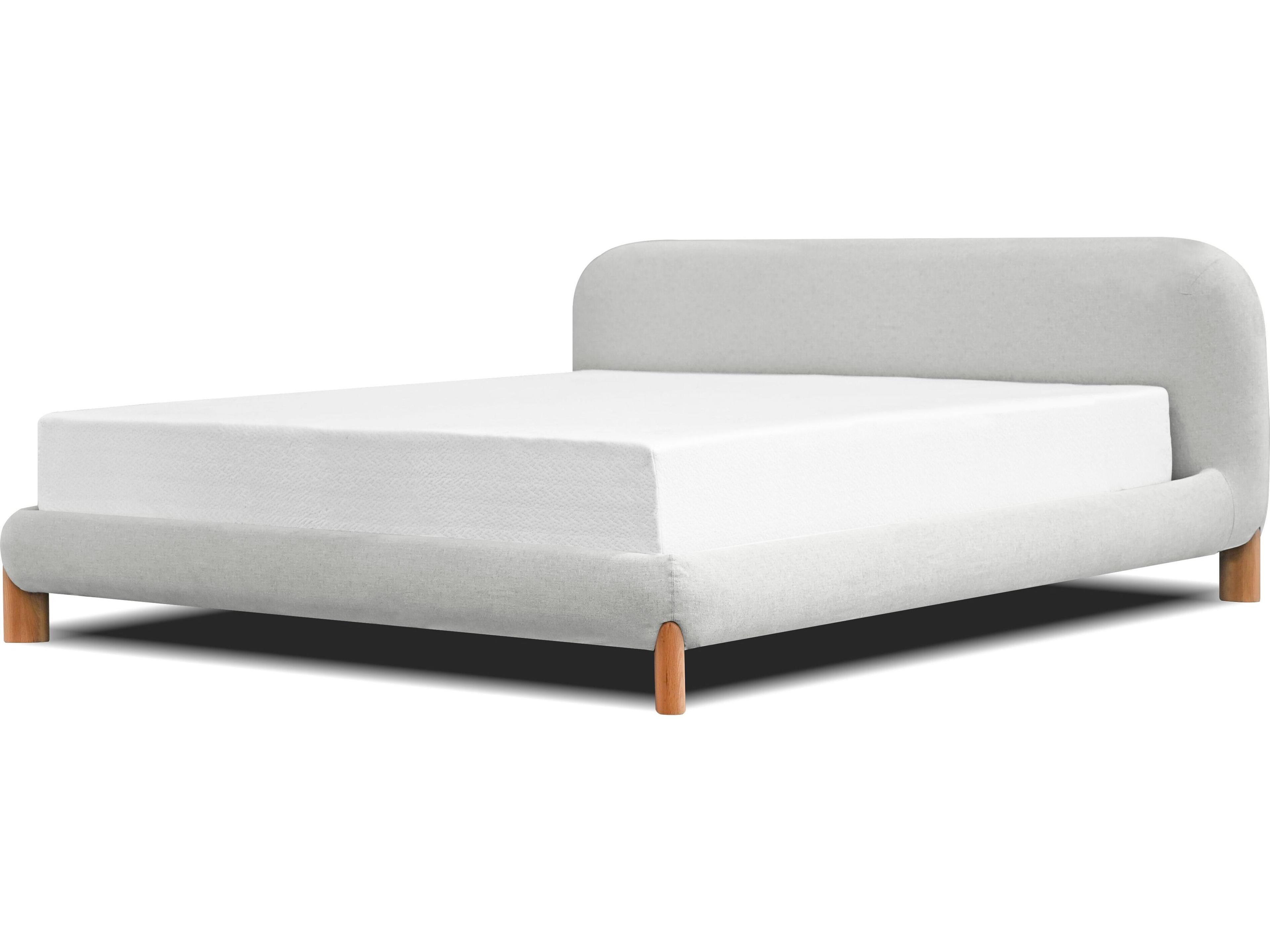 Rubble White Pine Wood Upholstered Queen Platform Bed