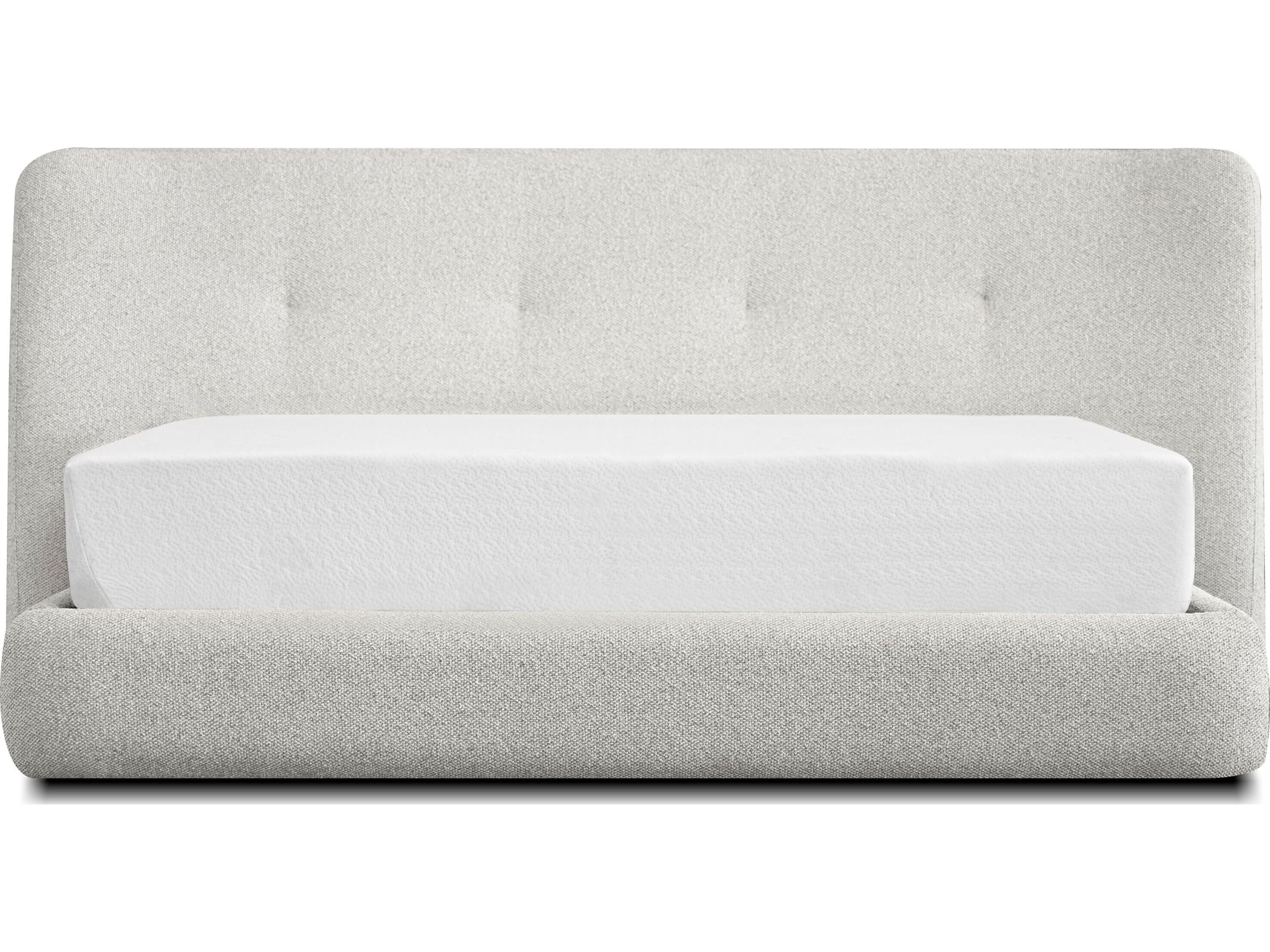 Mobital Sensu Gellar Marble Nubbly Fabric Gray Pine Wood Upholstered King Platform Bed