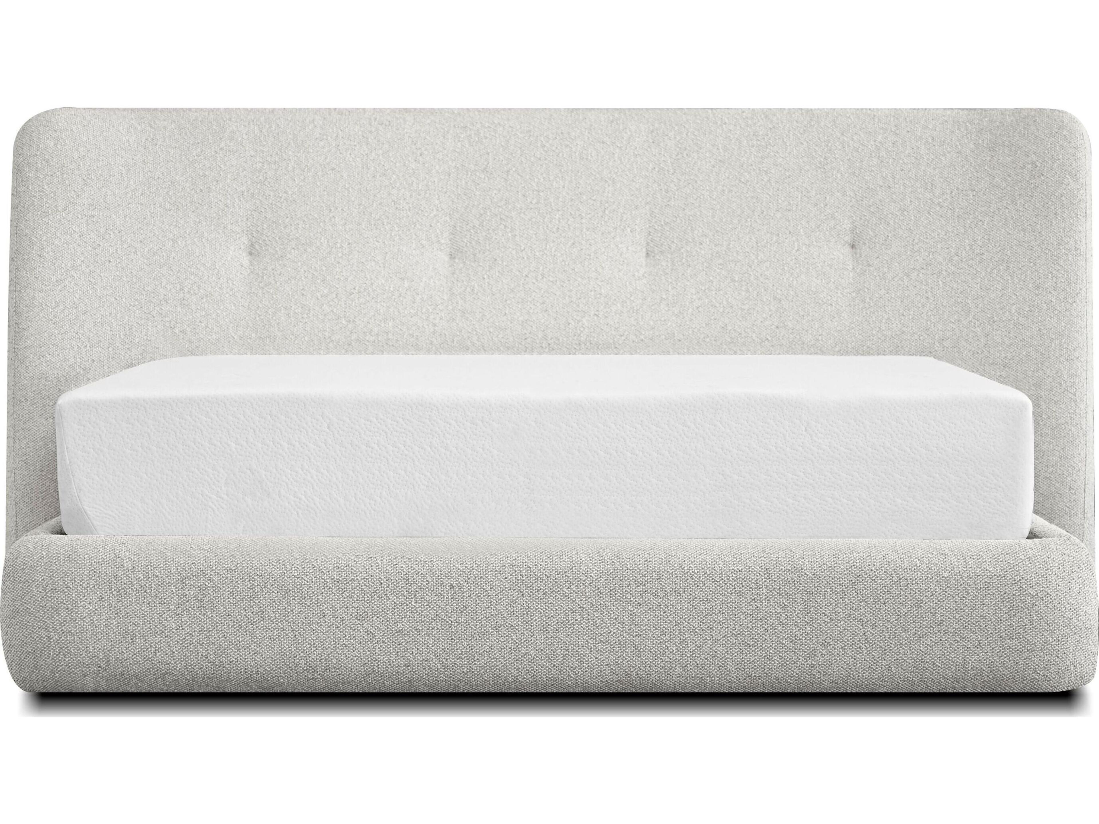 Mobital Sensu Gellar Marble Nubbly Fabric Gray Pine Wood Upholstered Queen Platform Bed