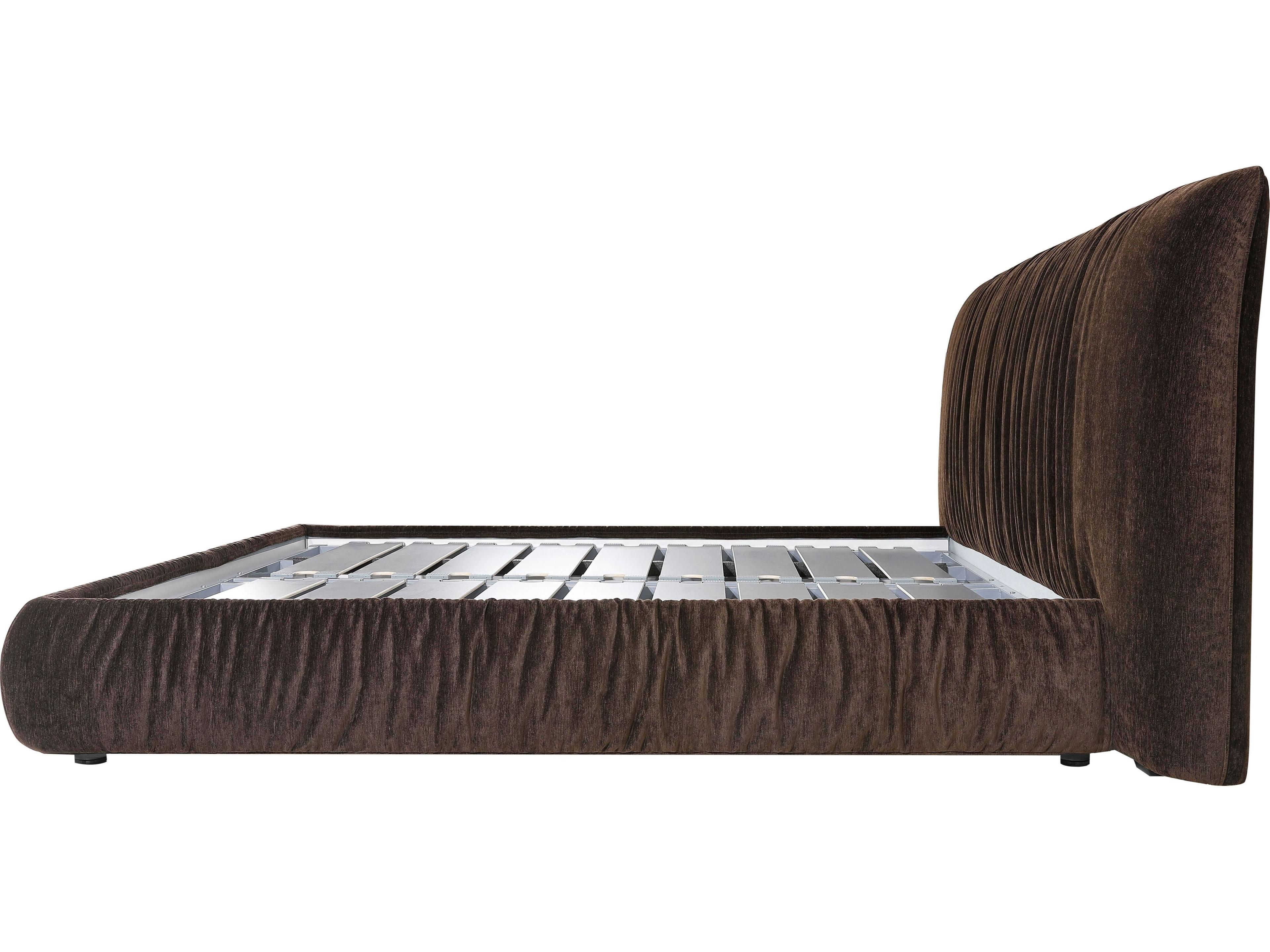 Mobital Shar Pei Brown Pine Wood Upholstered Queen Platform Bed