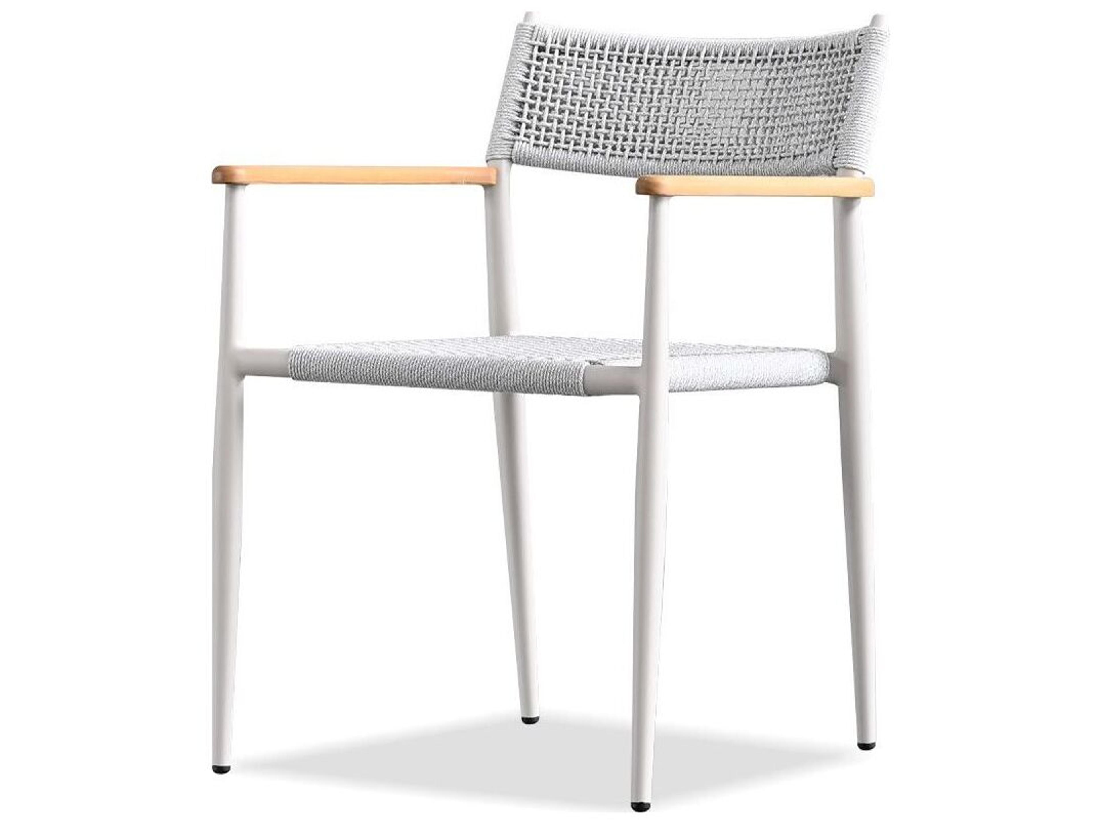 Kochi Alder Wood White Upholstered Arm Dining Chair