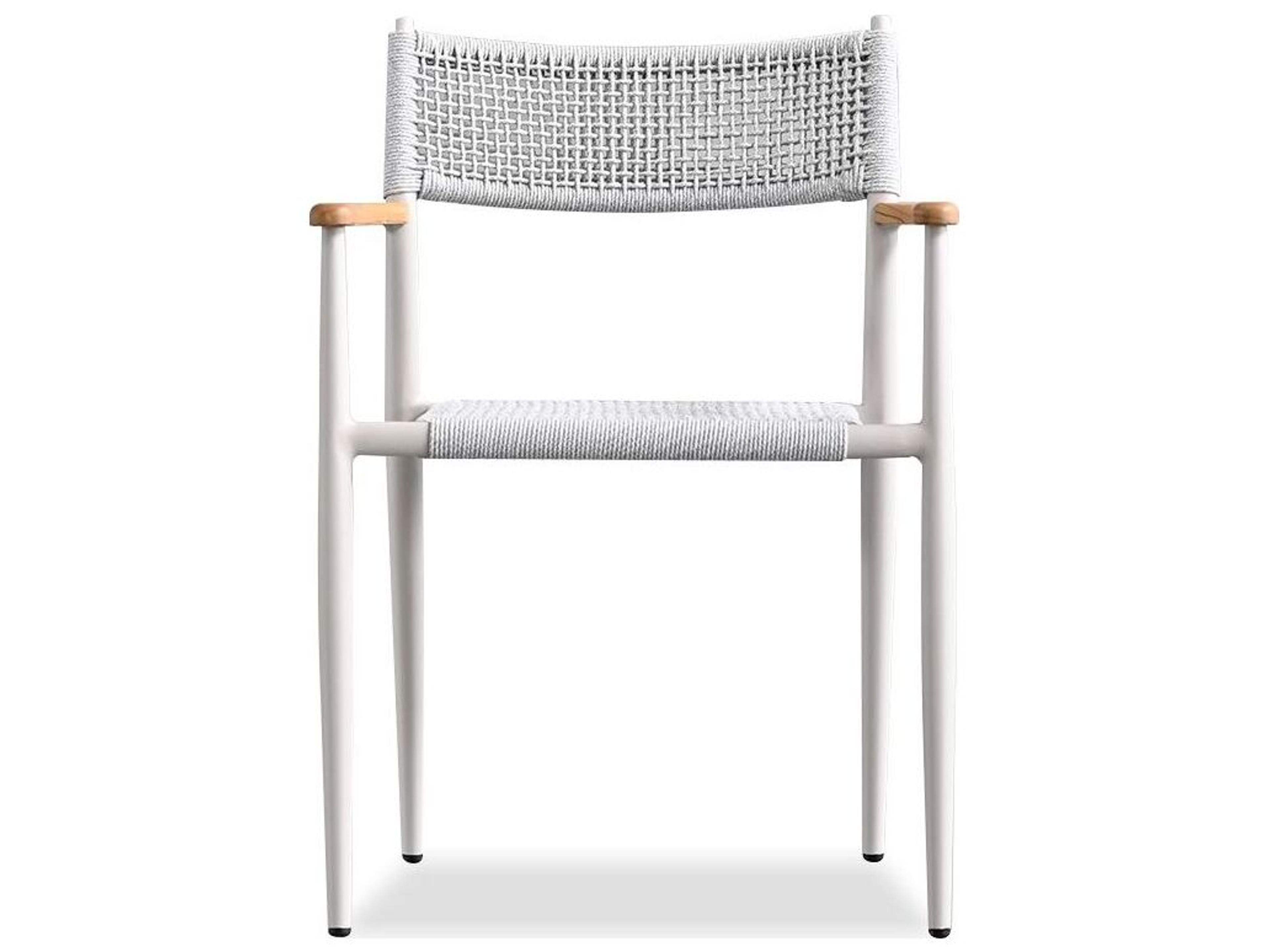 Mobital Kochi Alder Wood White Upholstered Arm Dining Chair