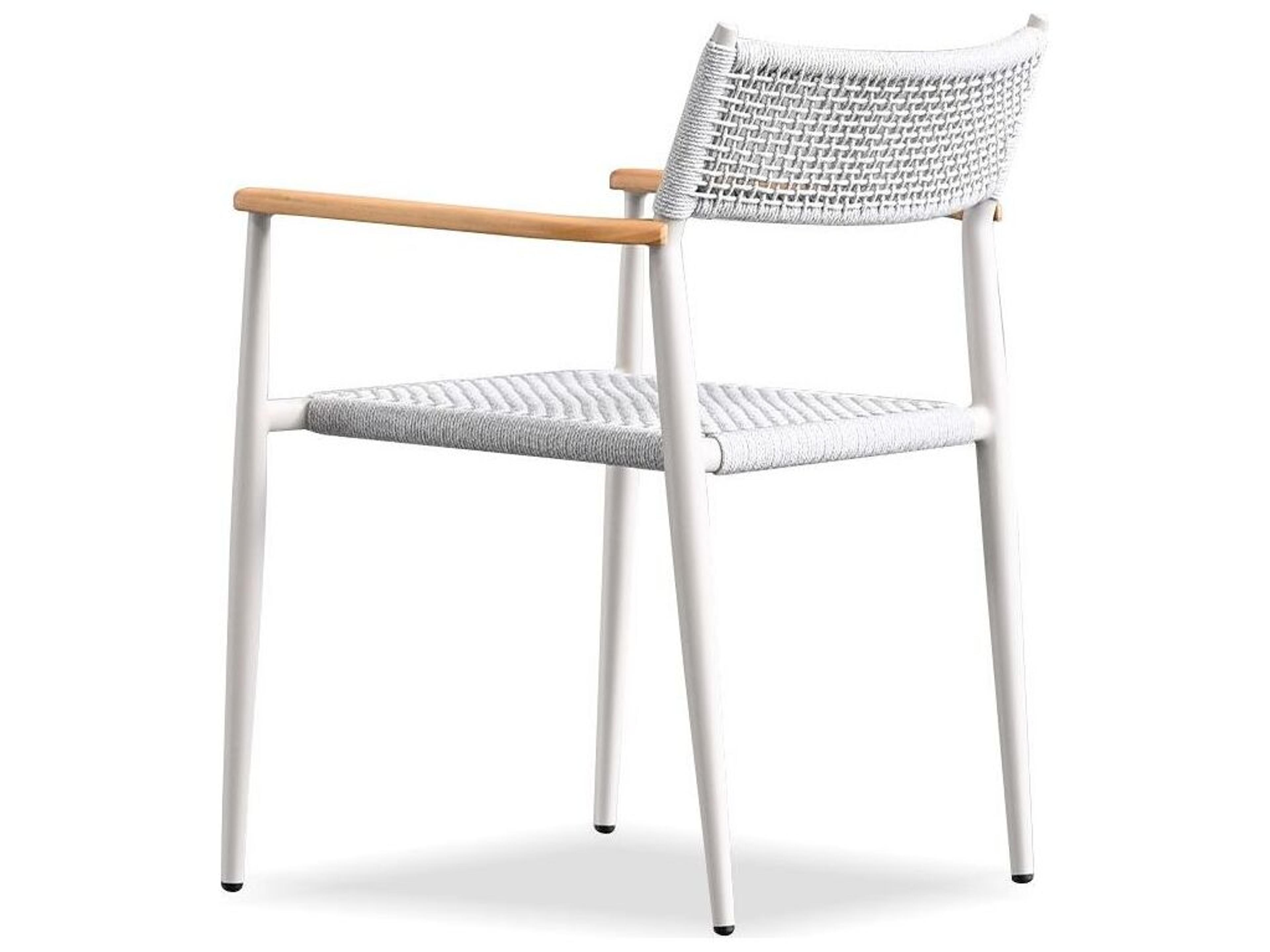 Mobital Kochi Alder Wood White Upholstered Arm Dining Chair