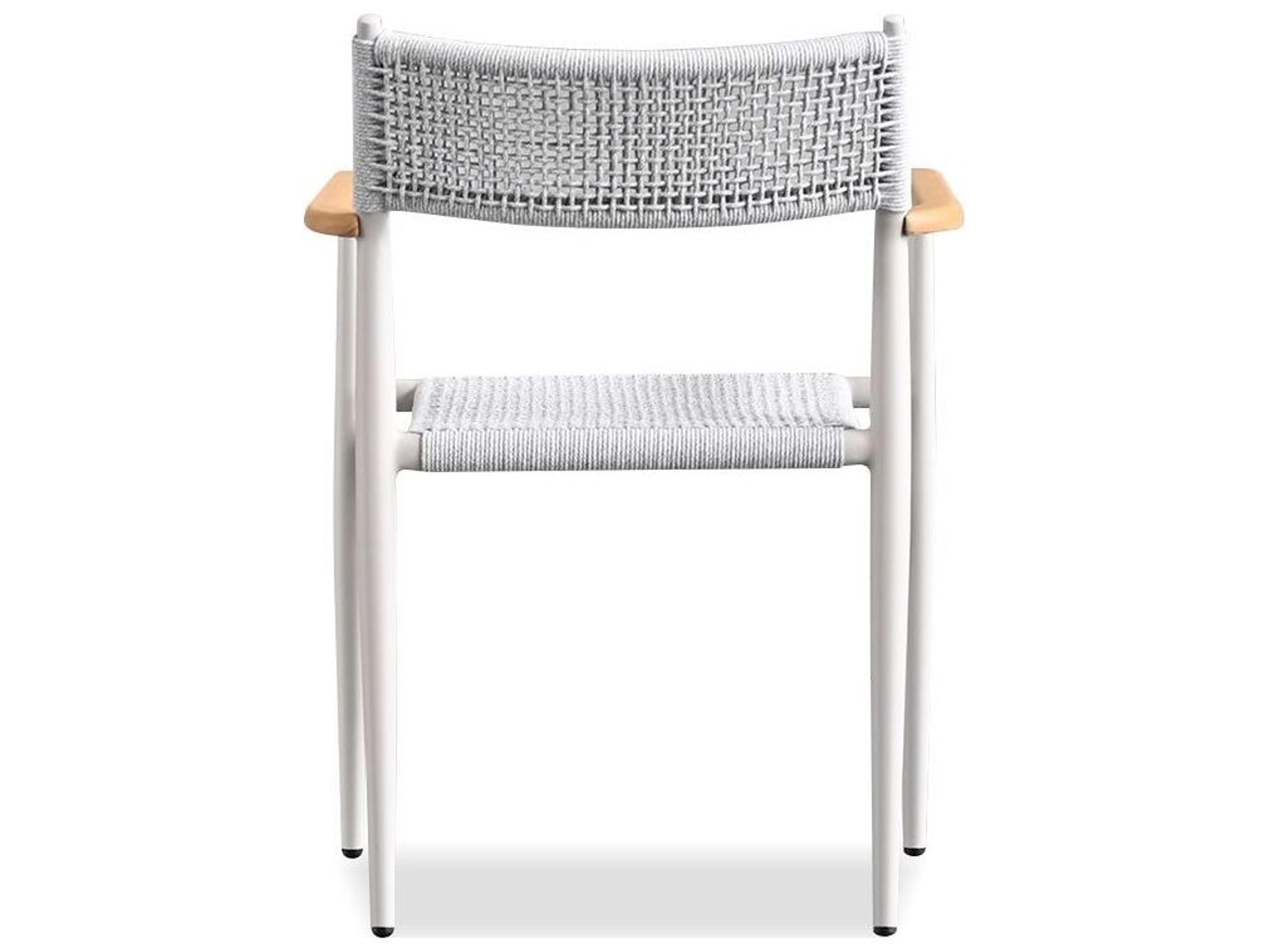 Mobital Kochi Alder Wood White Upholstered Arm Dining Chair