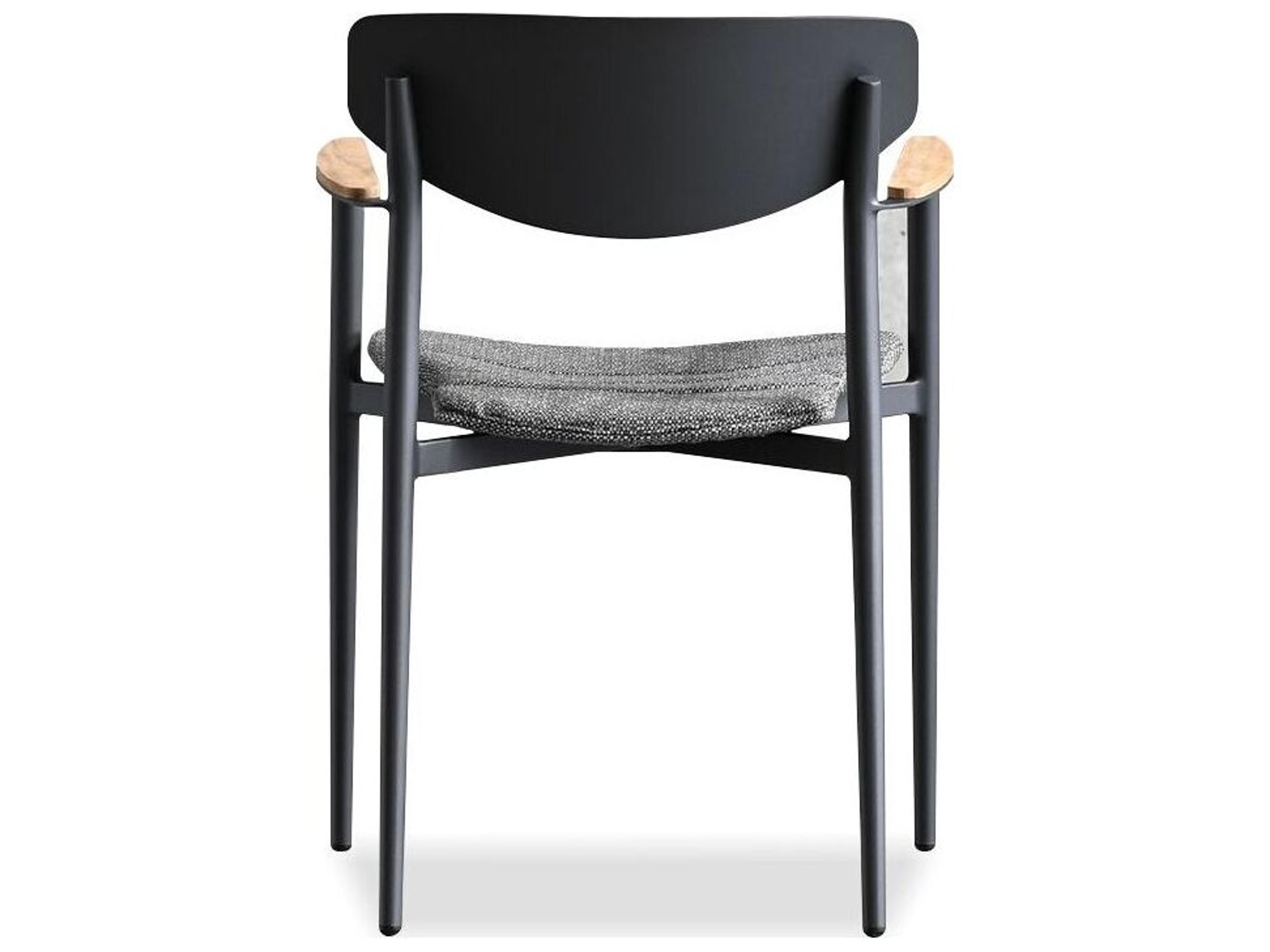 Mobital Noto Teak Wood Black Upholstered Arm Dining Chair