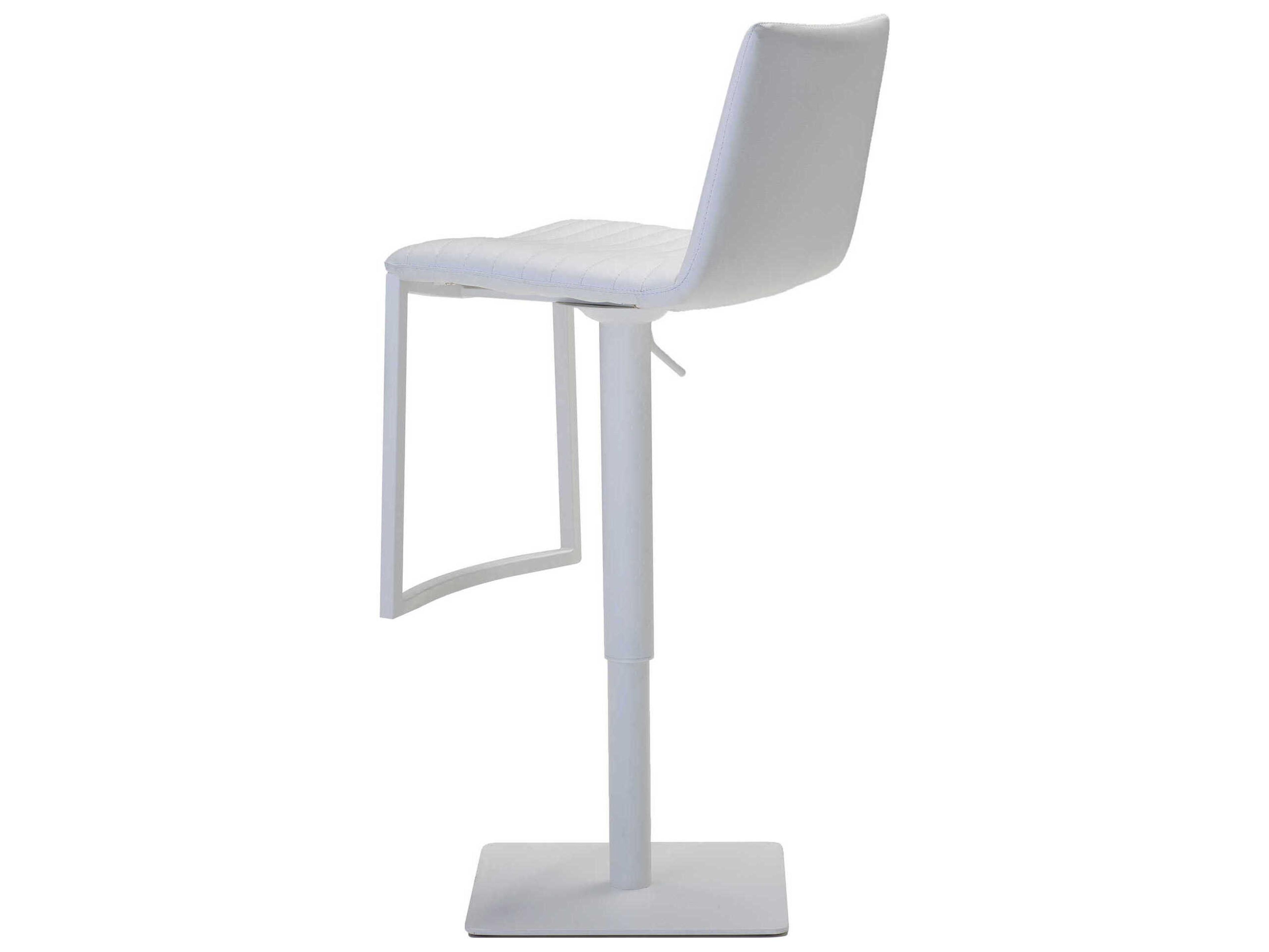 Mobital Raven White Faux Leather Adjustable Bar Stool