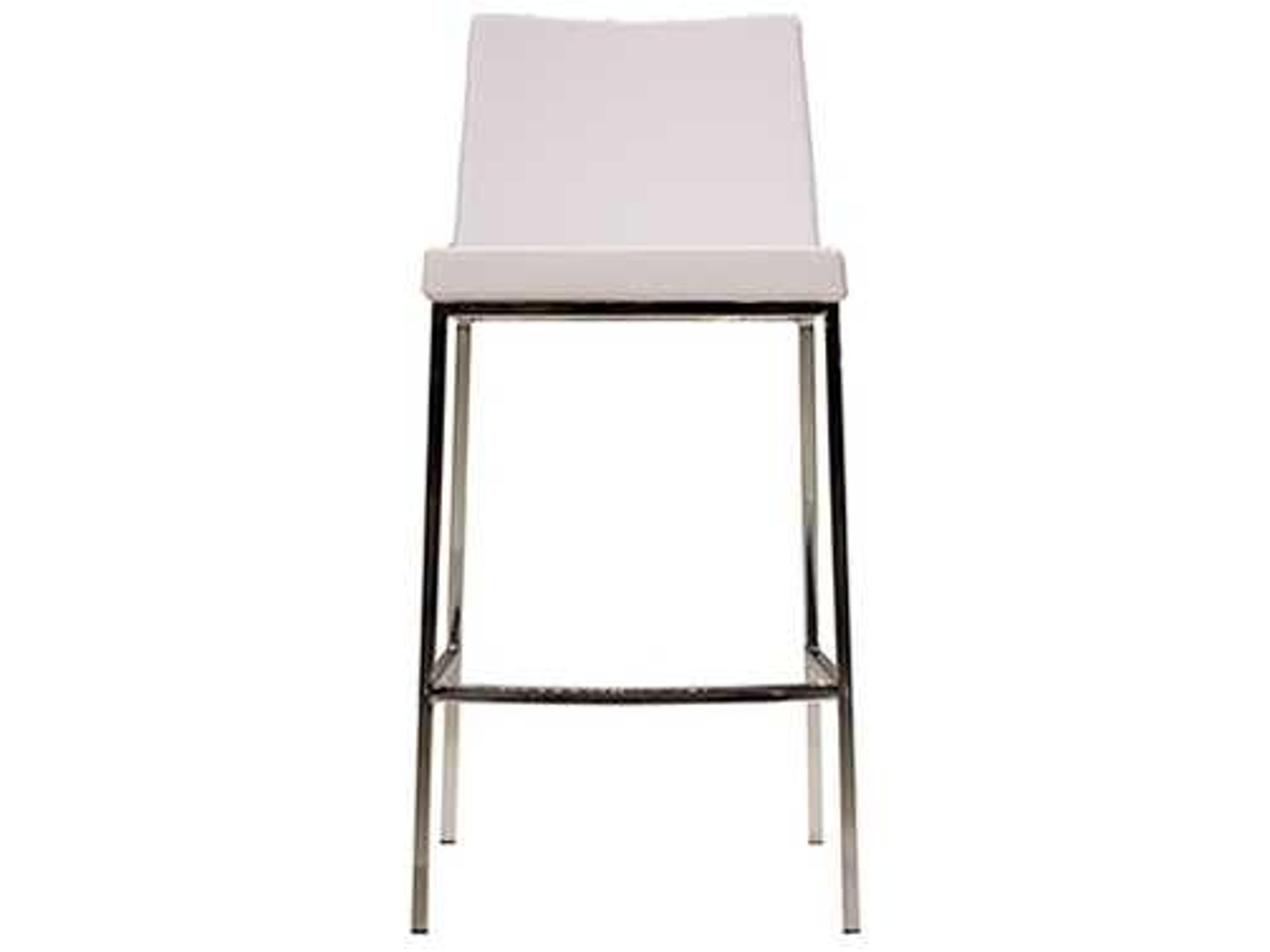 Mobital Weston Pure White Stainless Steel Faux Leather Bar Stool