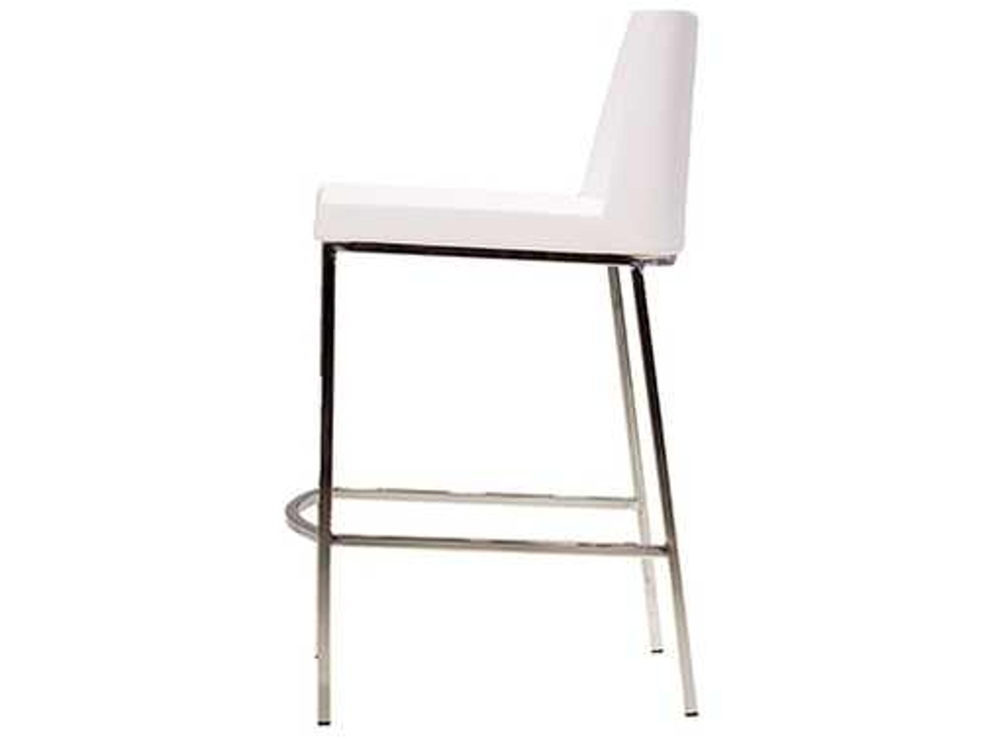 Mobital Weston Pure White Stainless Steel Faux Leather Bar Stool