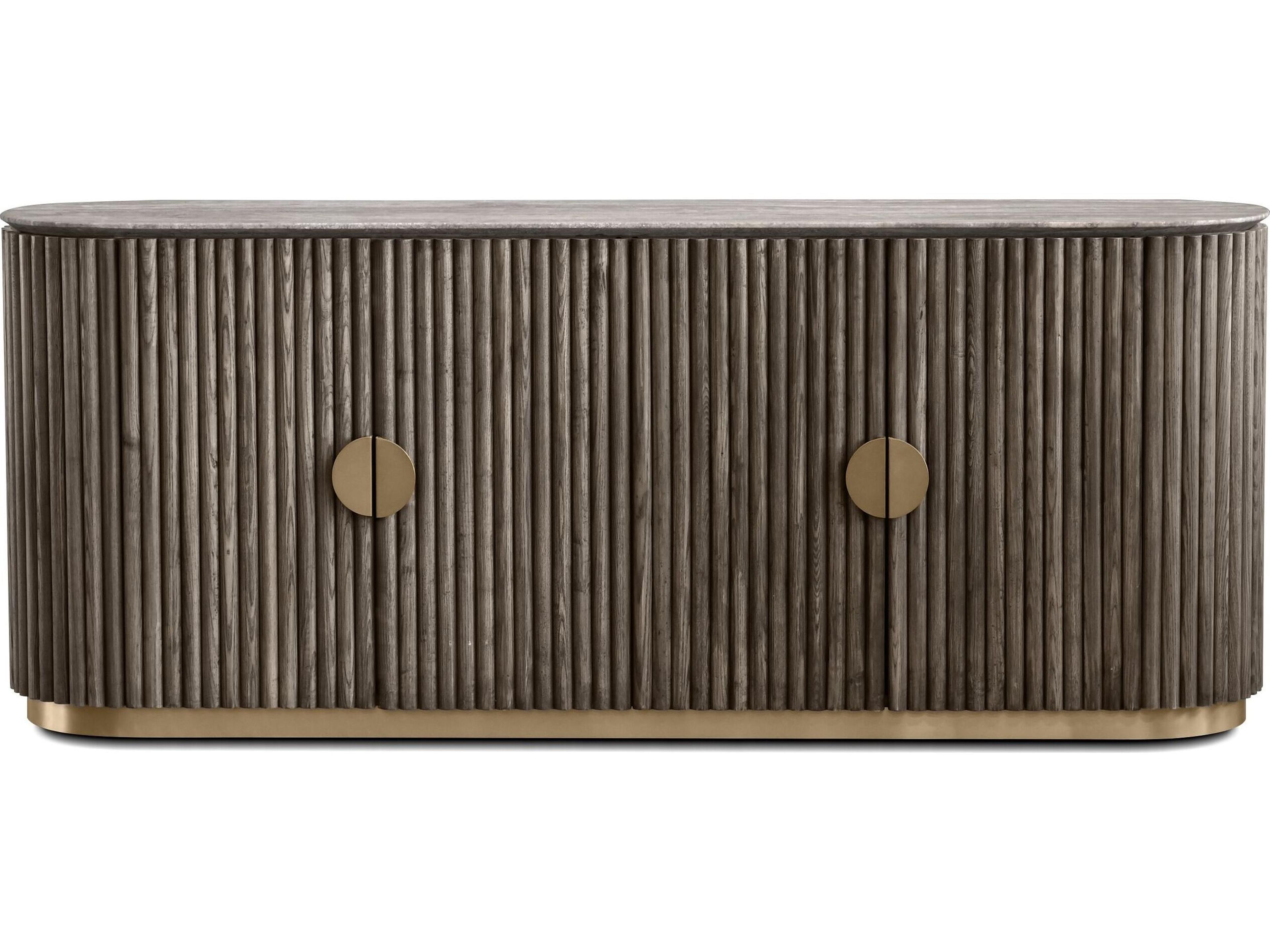 Mobital Koii 76" Ash Wood Silver Grey Travertine Sideboard