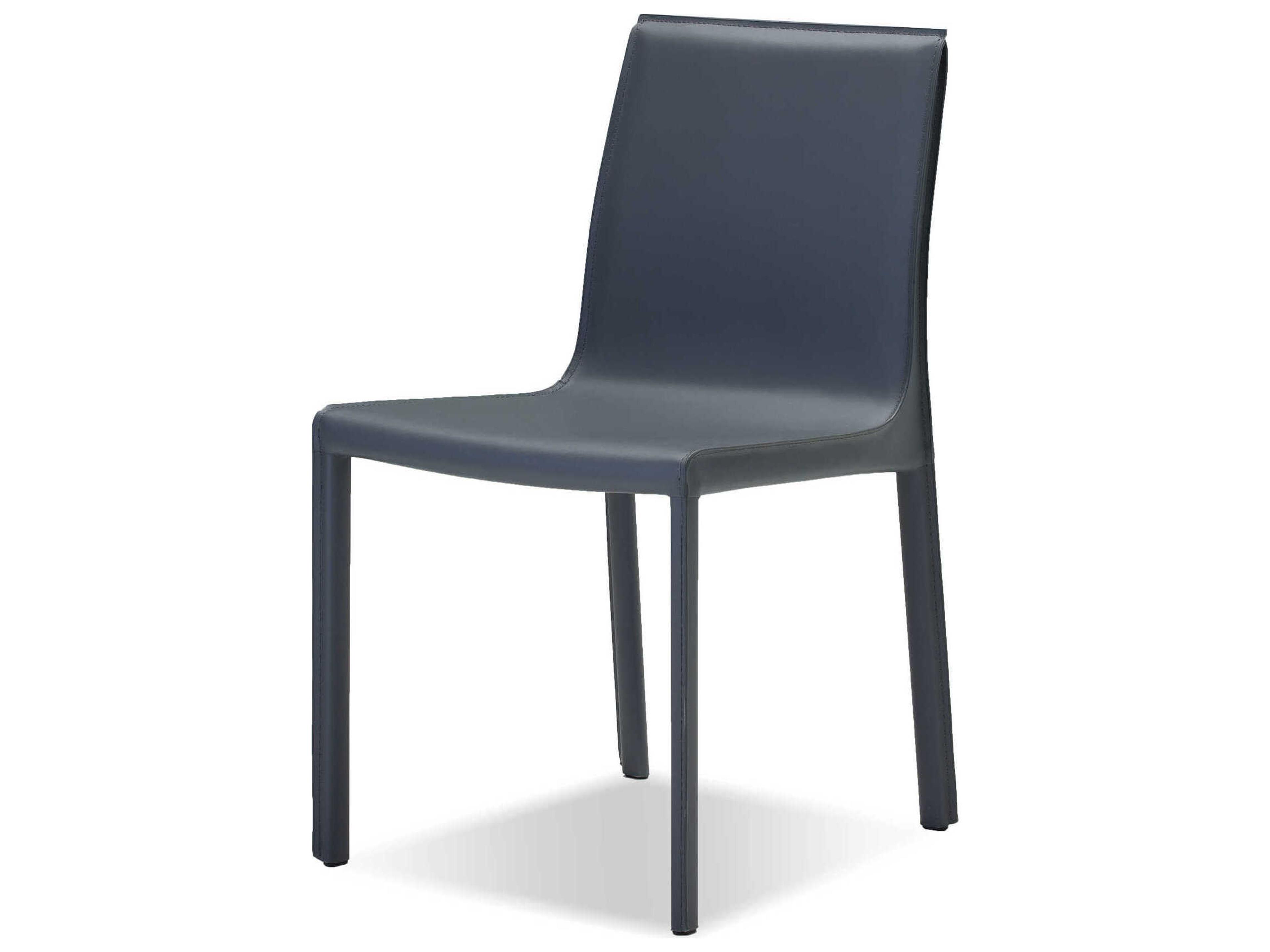 Fleur Gray Leather Armless Dining Chair