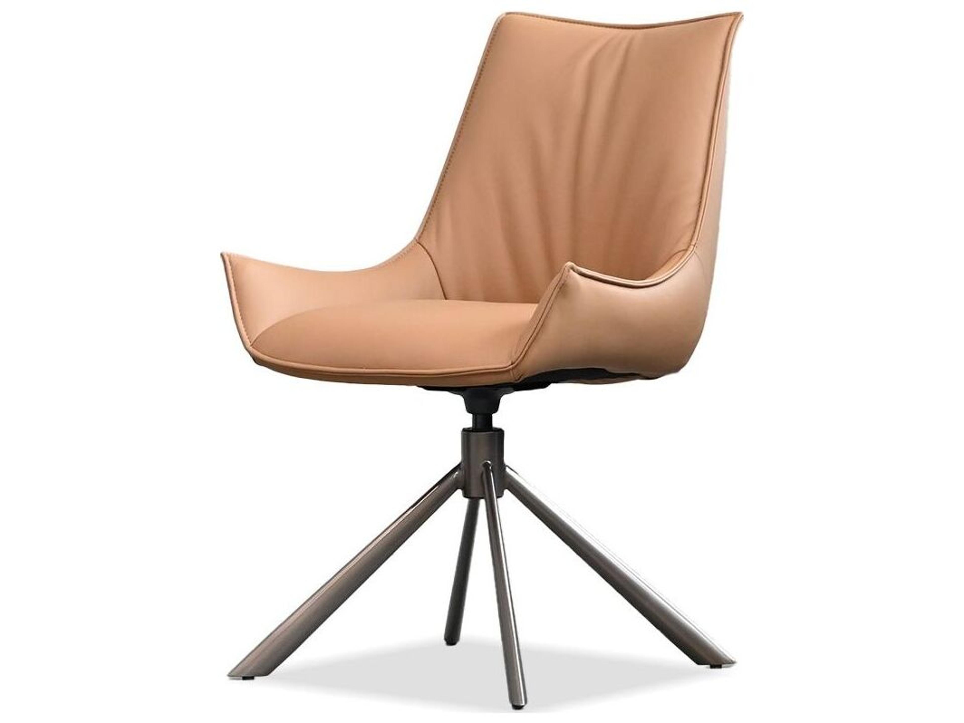 Giulia Brown Leather Arm Dining Chair