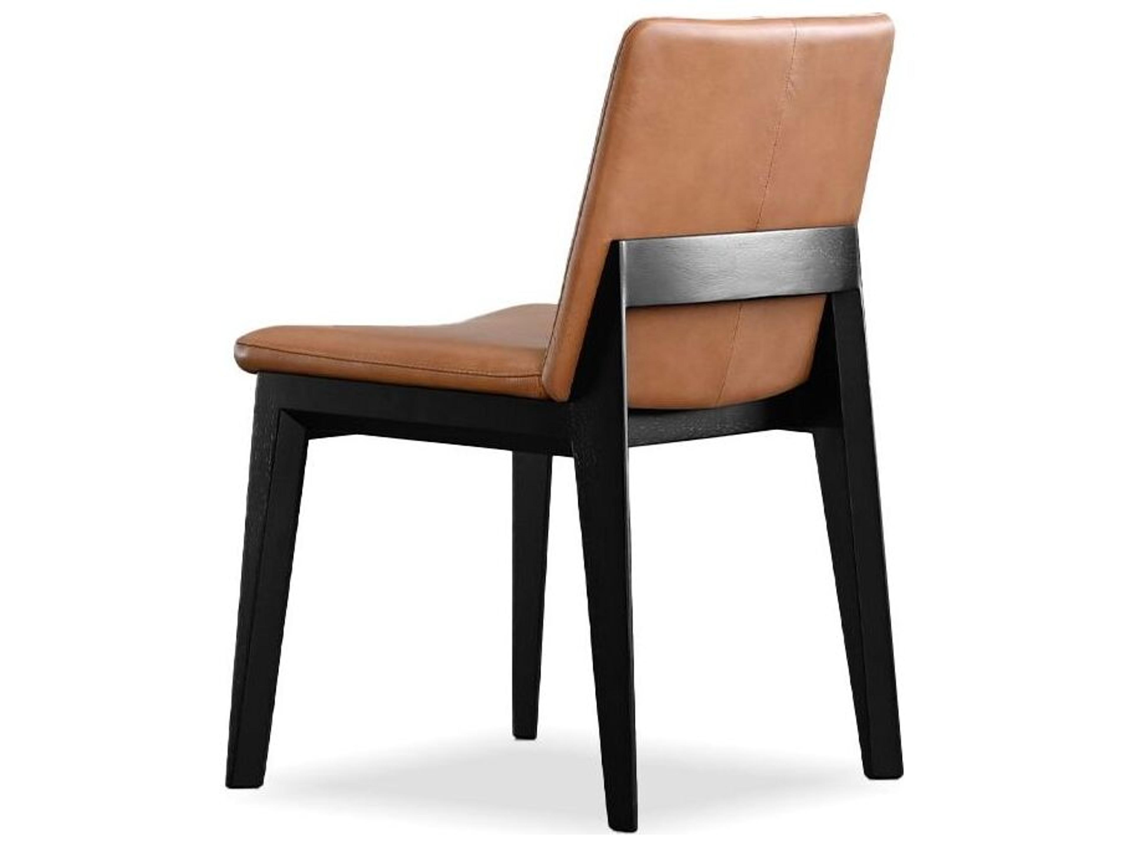 Mobital Holster Solid Wood Brown Leather Armless Dining Chair Set of 2