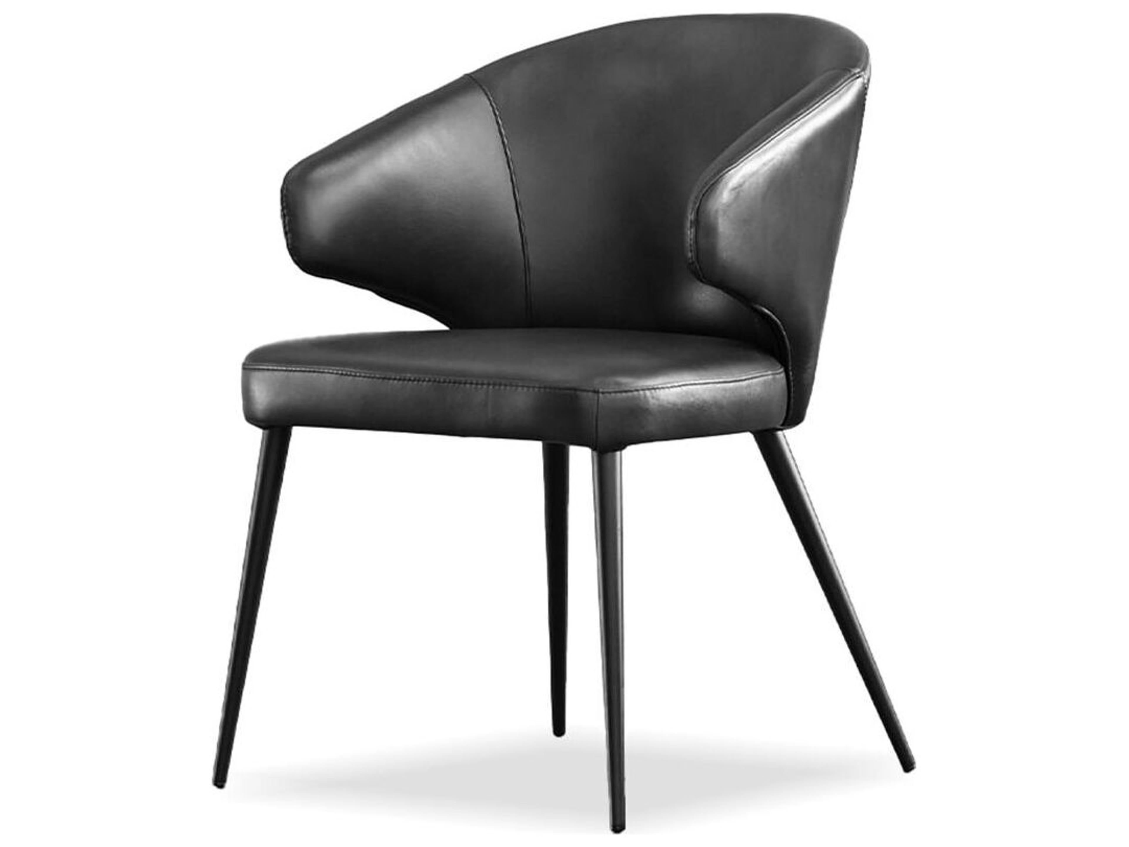 Stretto Black Leather Armless Dining Chair