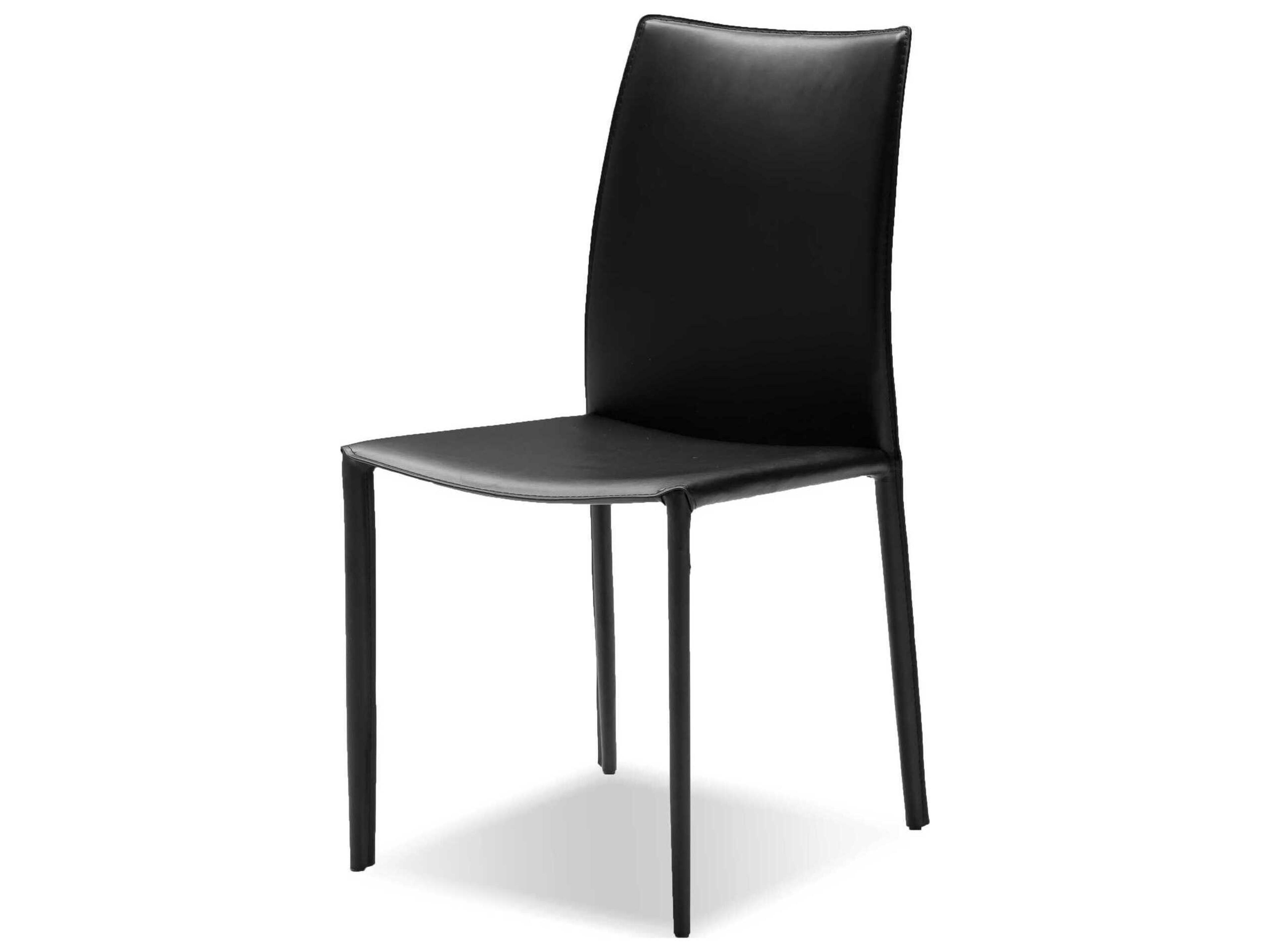 Zak Leather Black Upholstered Side Dining Chair