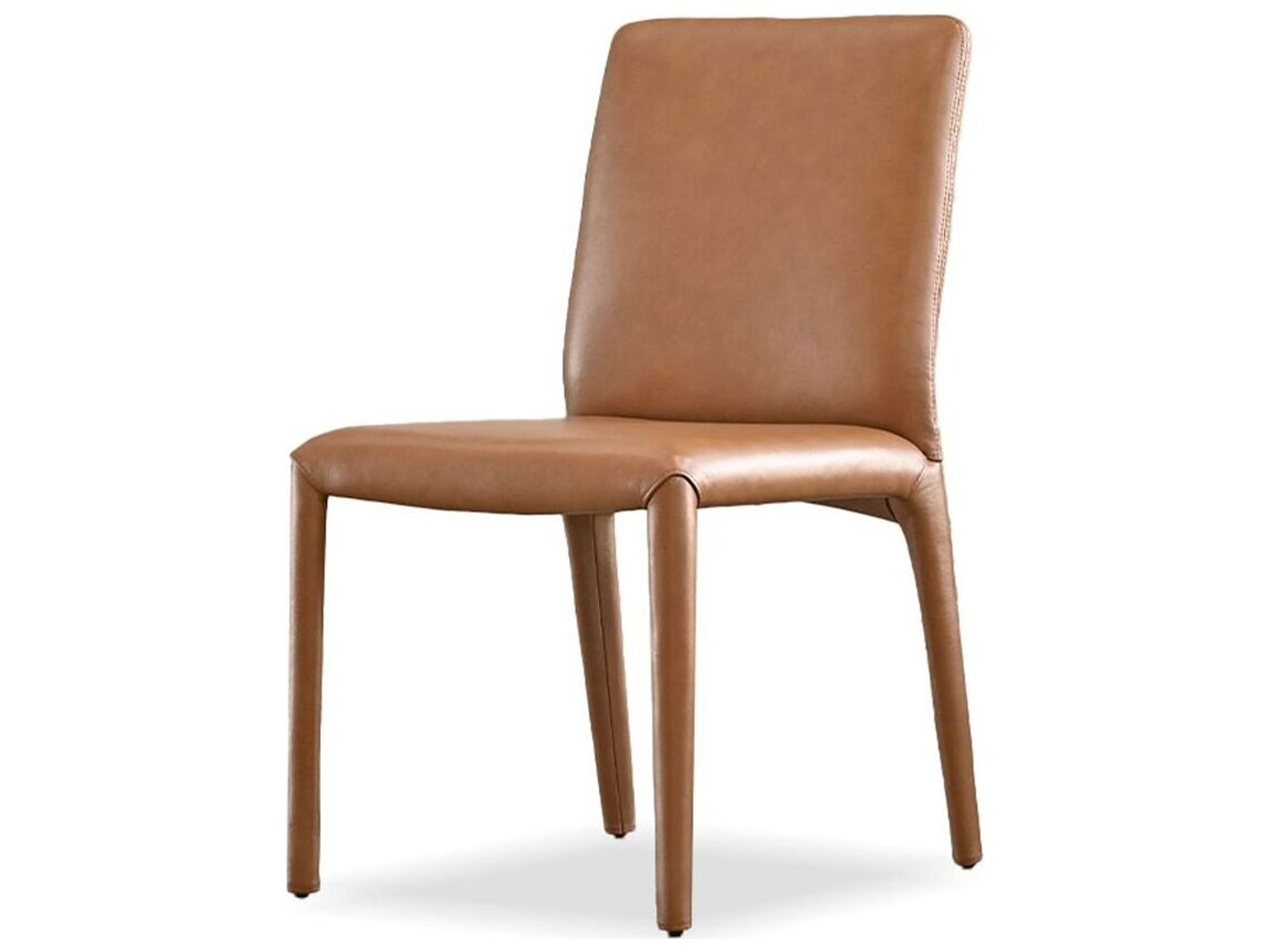 Zeg Brown Leather Armless Dining Chair