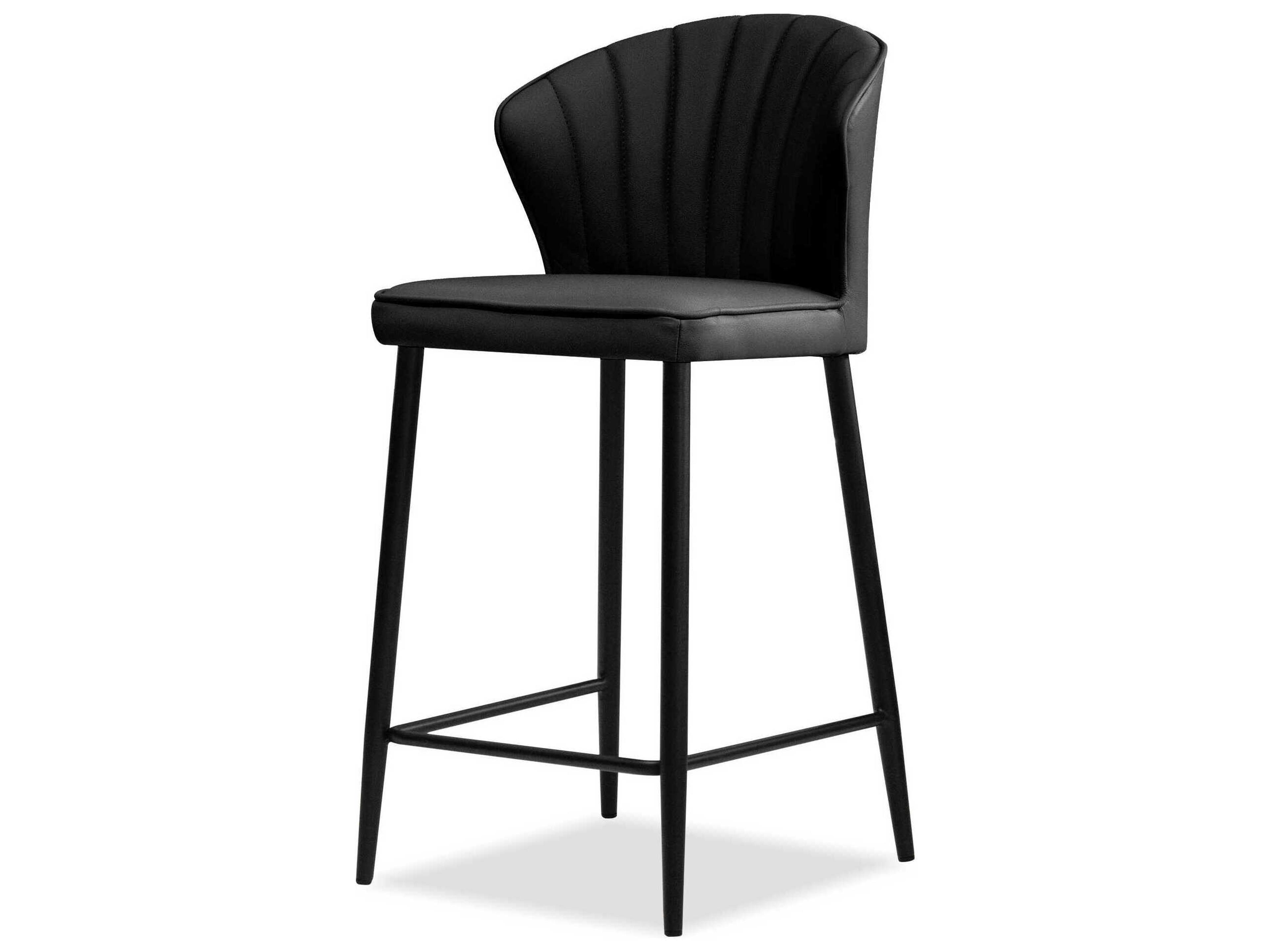 Ariel Black Leather Counter Stool