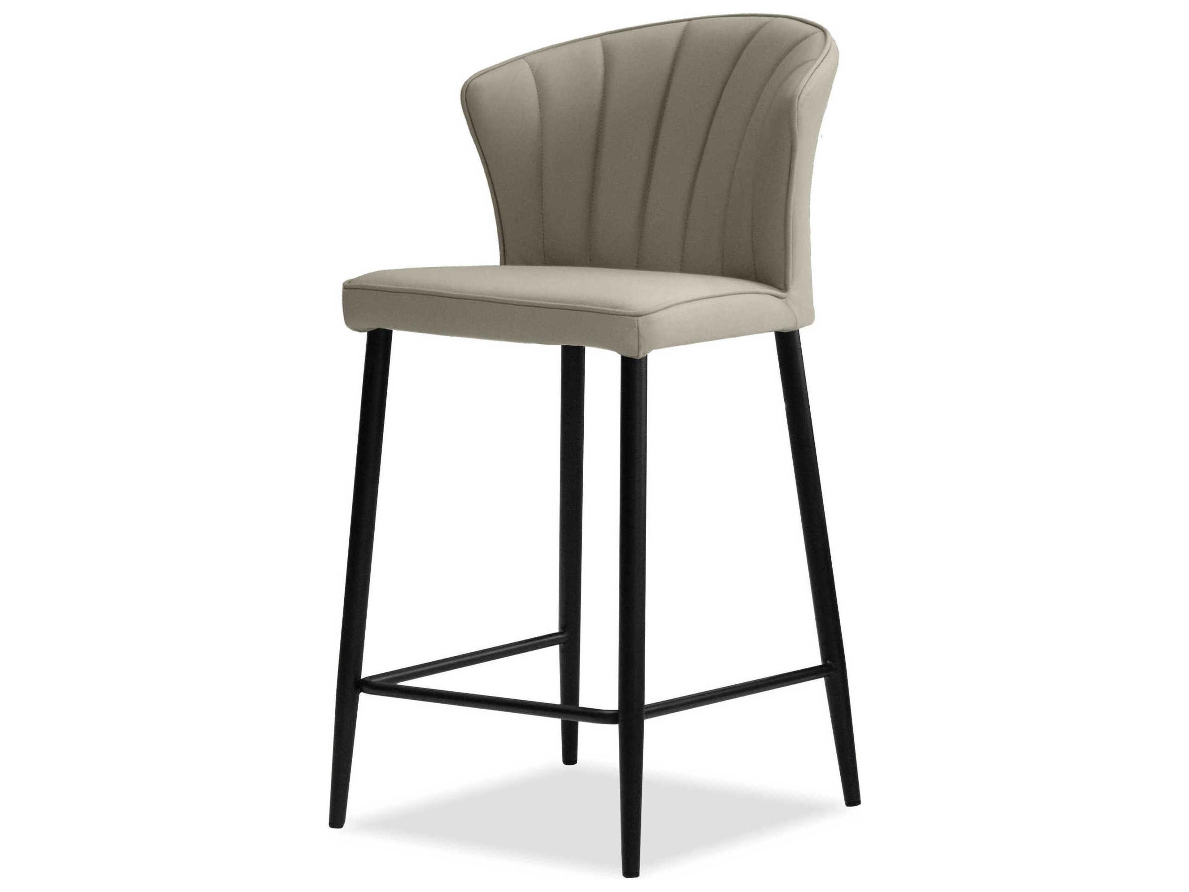 Ariel Leather Pewter Black Counter Stool