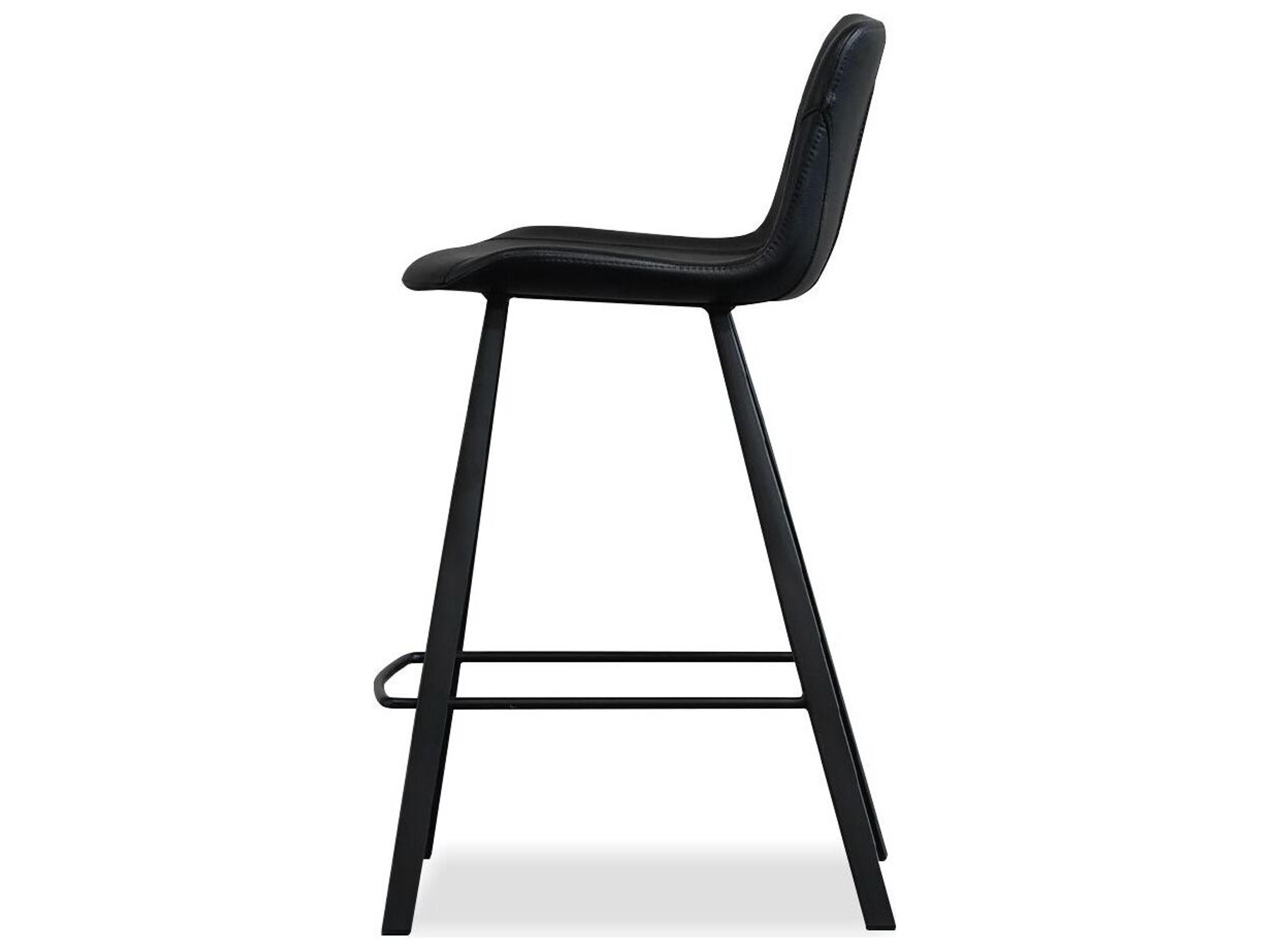 Mobital Billy Pebbled Black Leatherette Counter Stool Set of 2