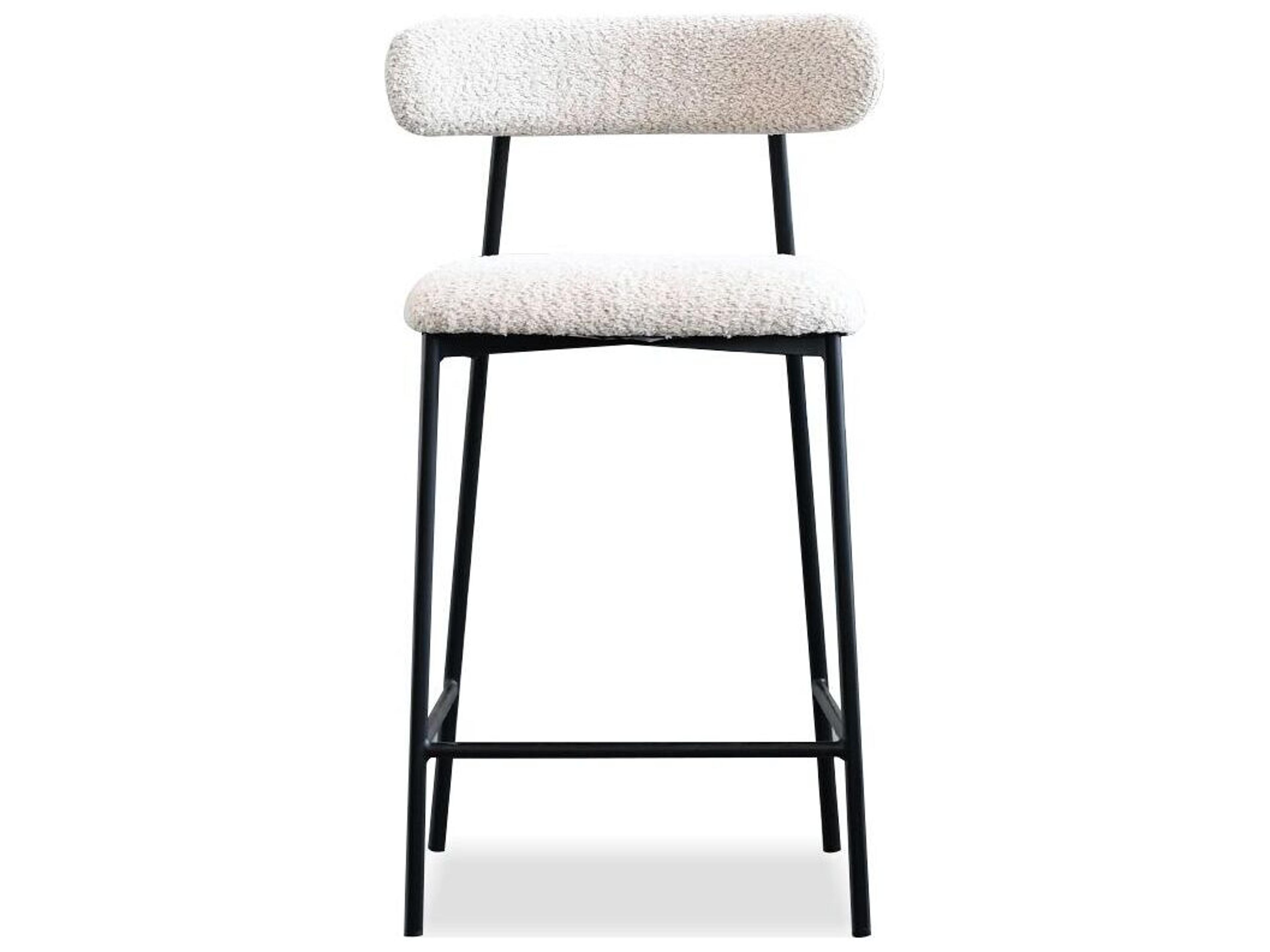 Mobital Cleo Biscuit Beige Fabric Upholstered Counter Stool Set of 2