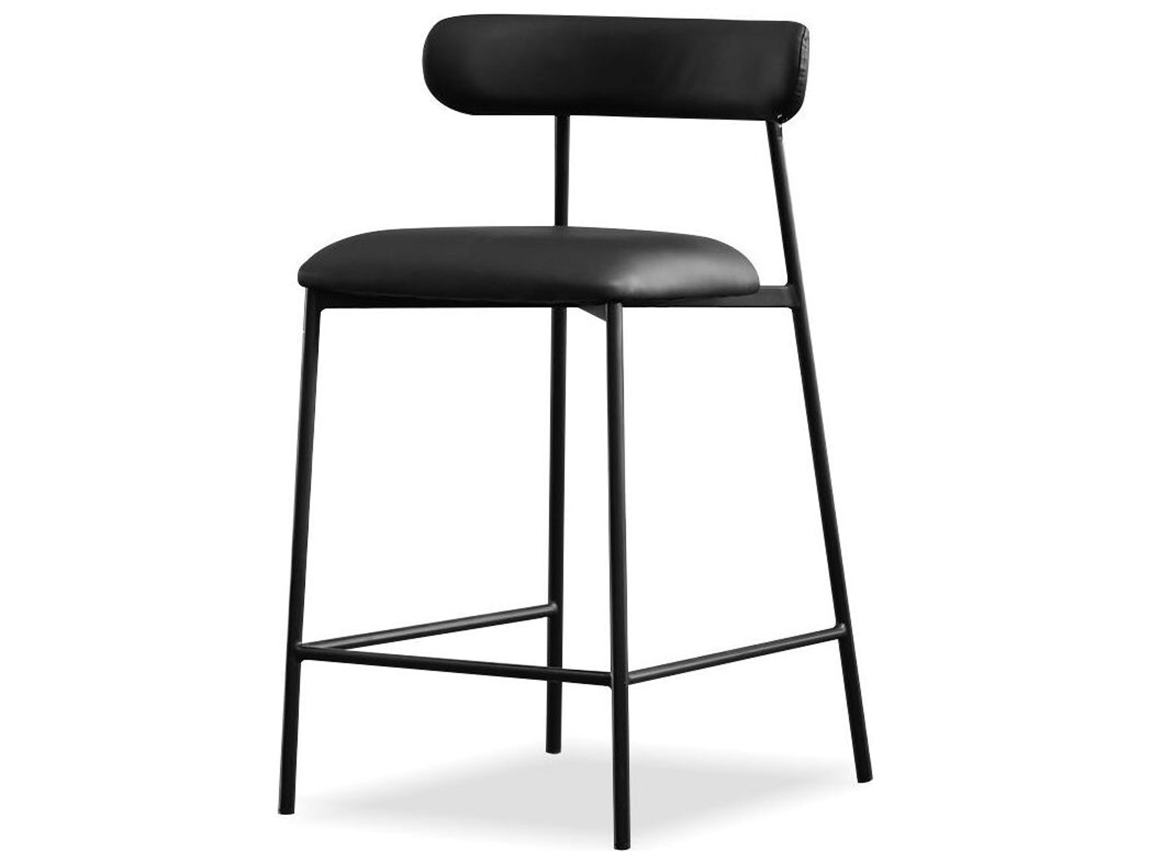 Cleo Black Leatherette Faux Leather Counter Stool Set of 2