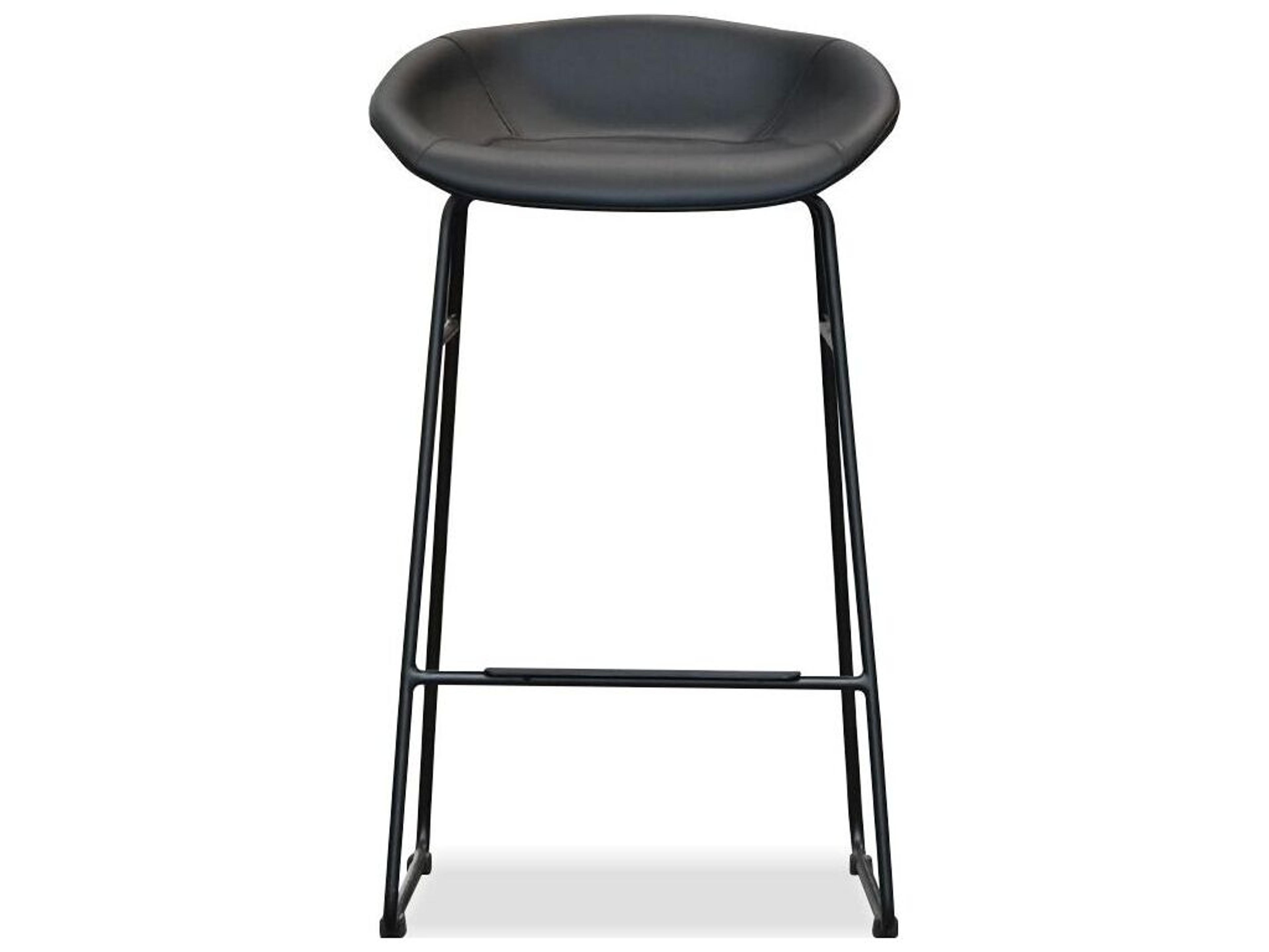 Mobital Rafa Pebbled Black Leatherette Faux Leather Counter Stool Set of 2