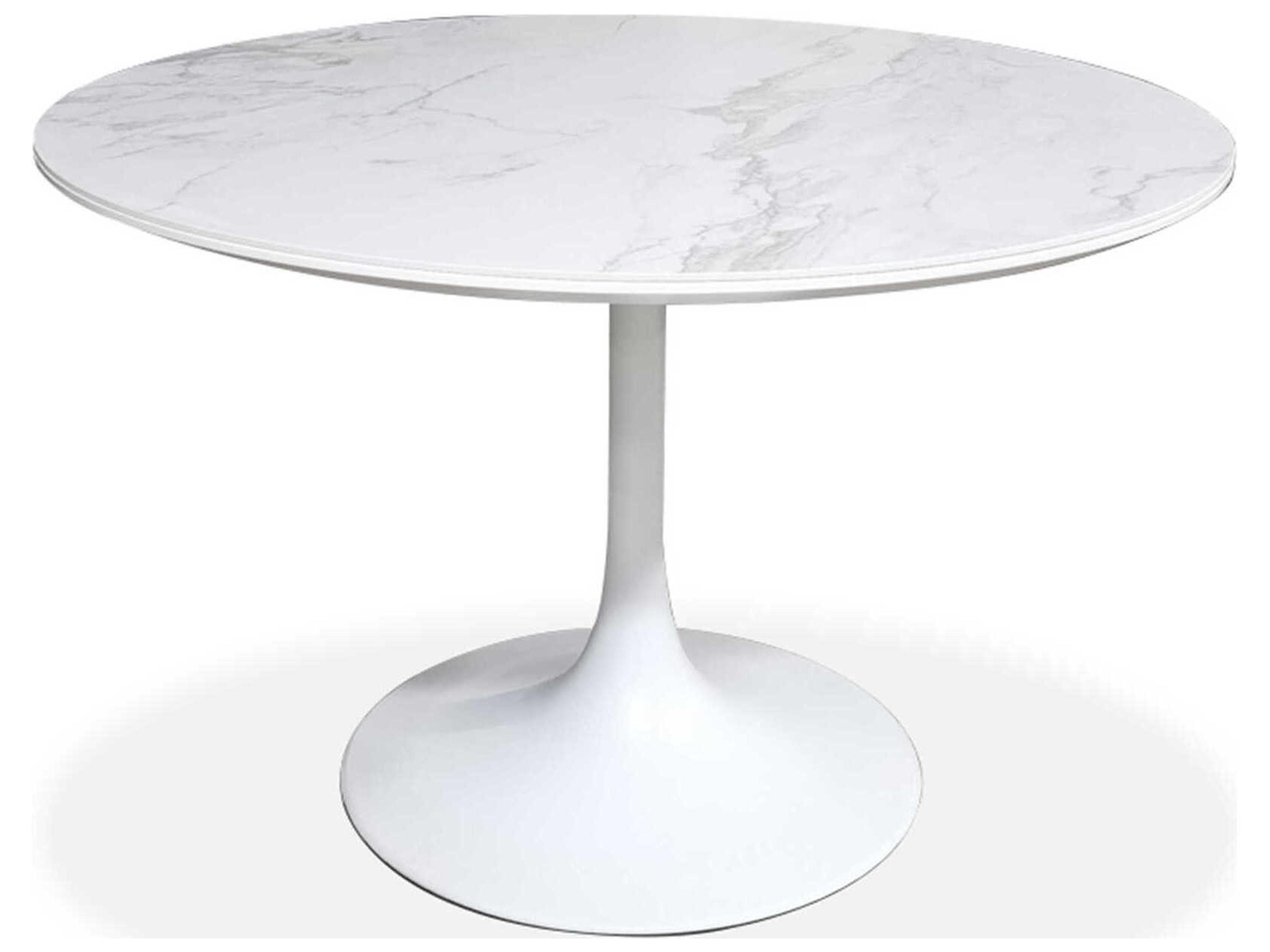 Baux Round Ceramic White Dining Table