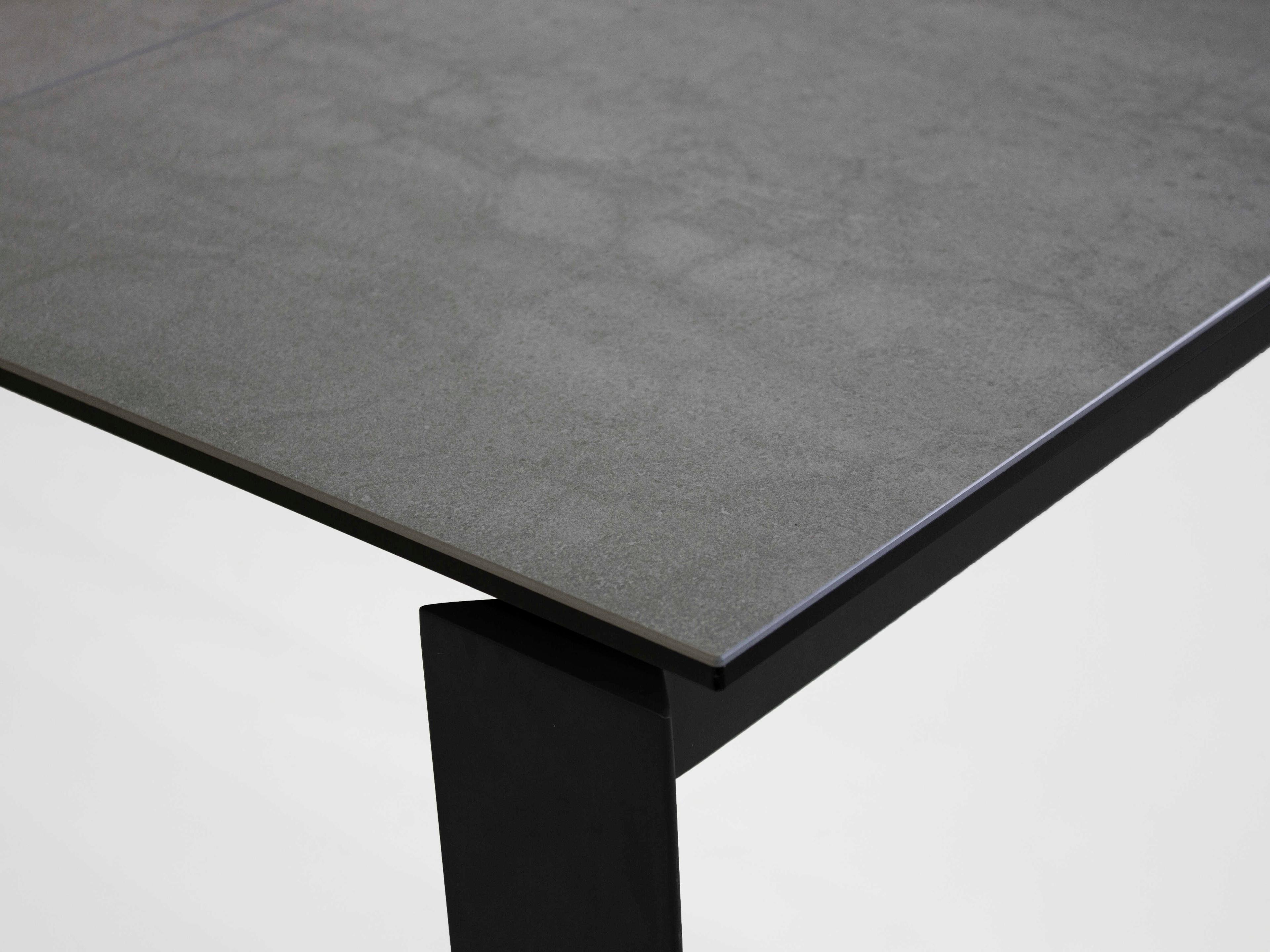 Mobital Casper Rectangular Ceramic Concrete Grey Black Dining Table