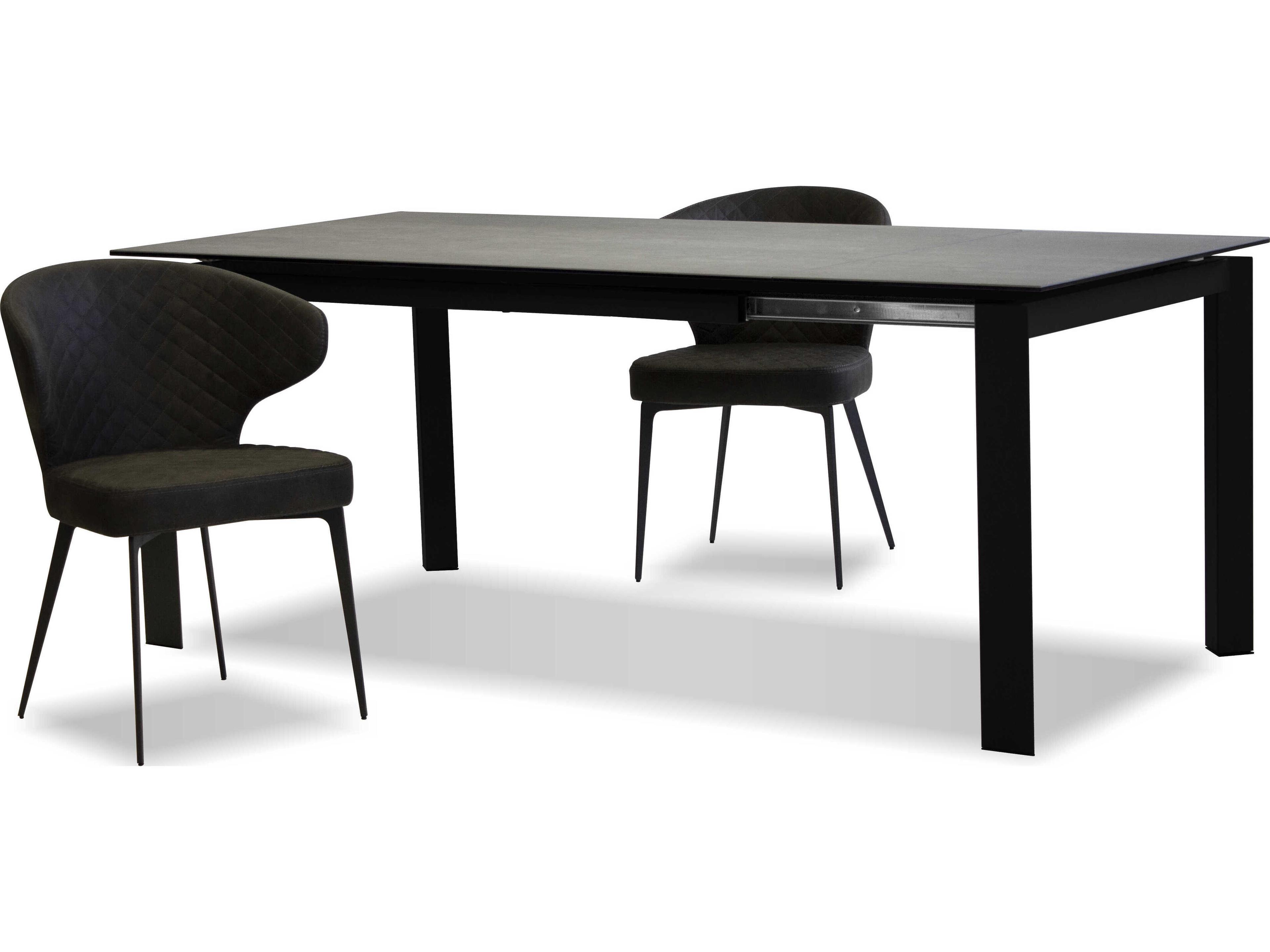 Mobital Casper Rectangular Ceramic Concrete Grey Black Dining Table