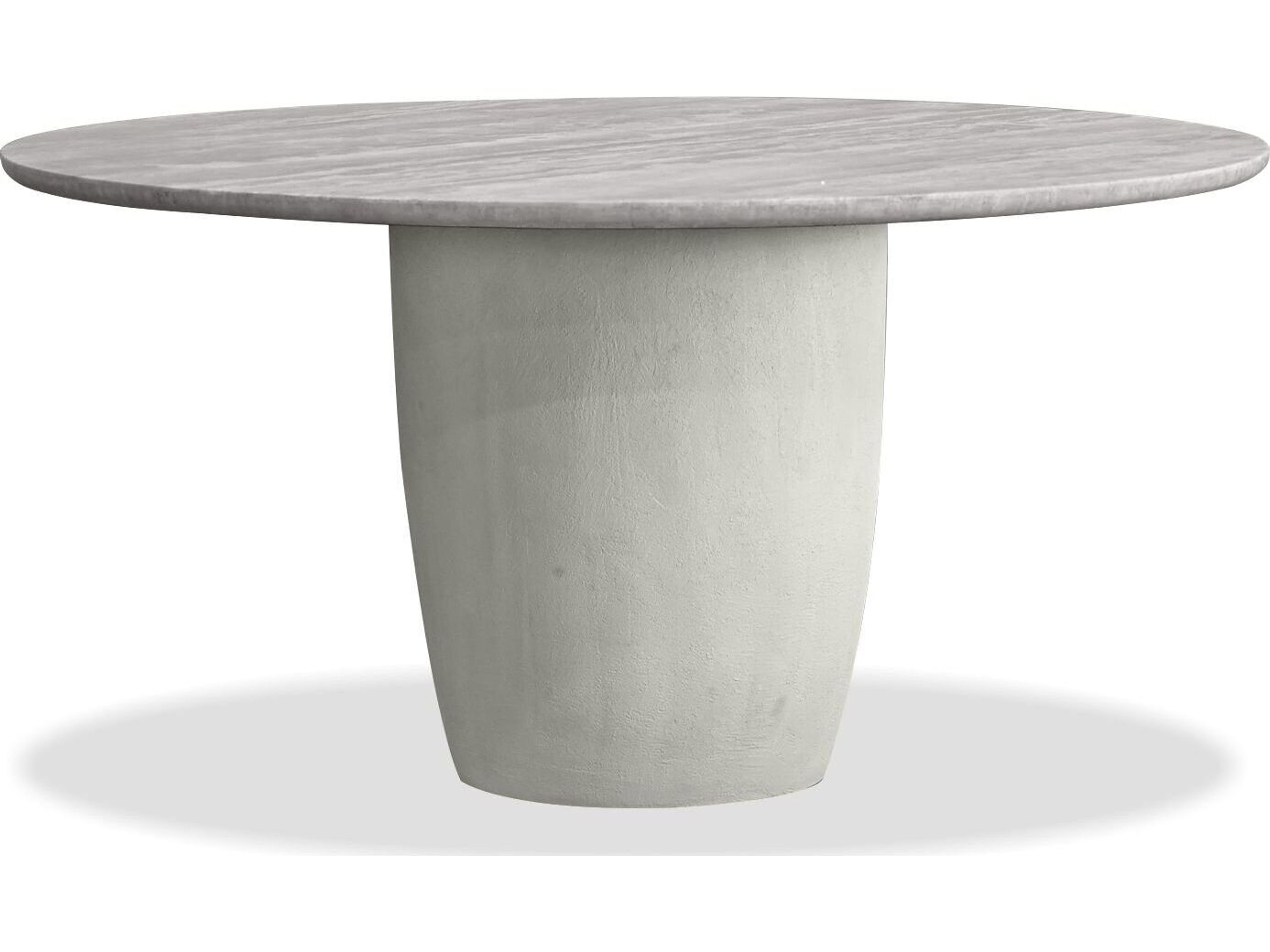 Erden Round Marble Silver Grey Travertine Dining Table