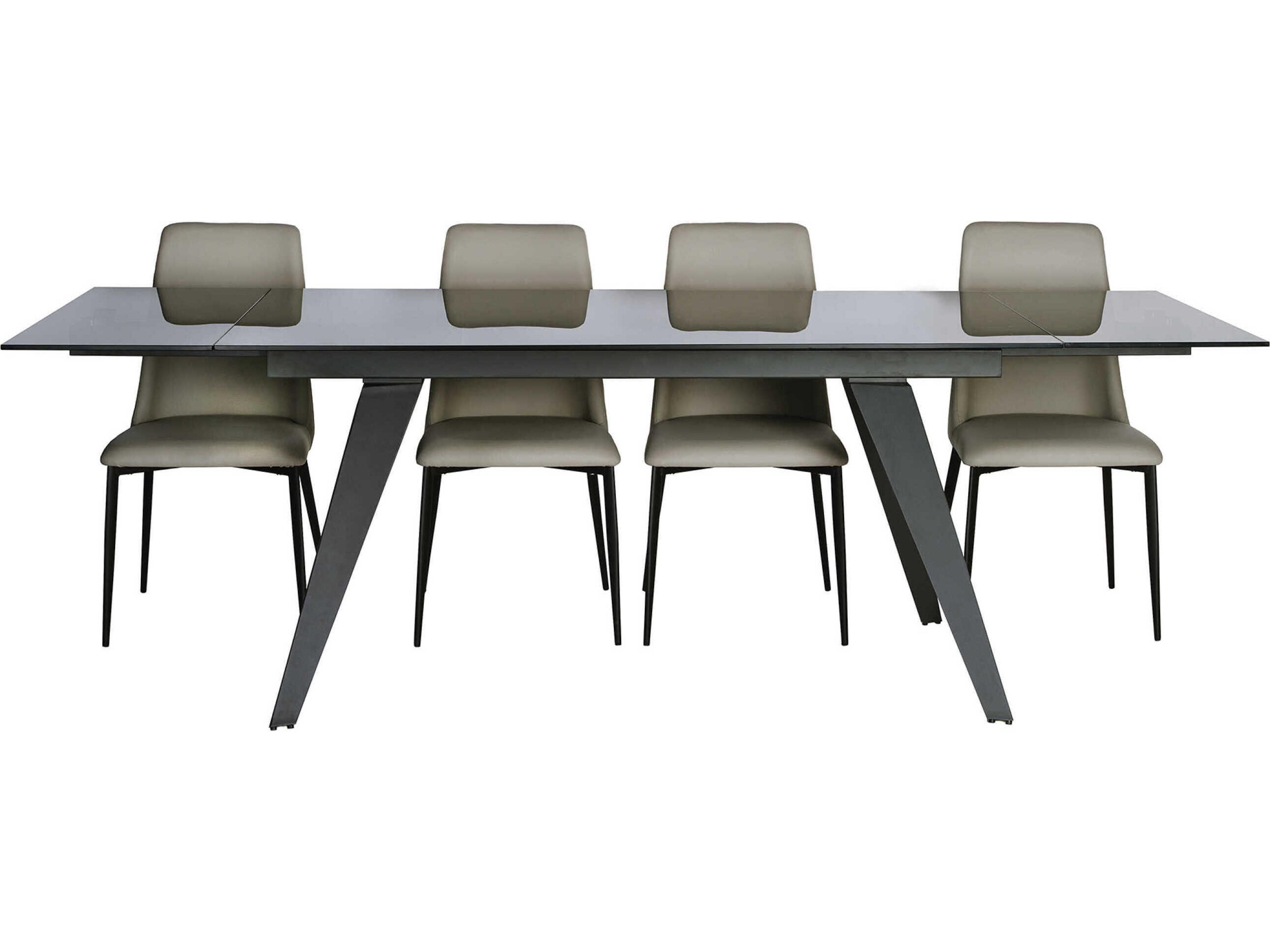 Mobital Noire Rectangular Glass Black Dining Table